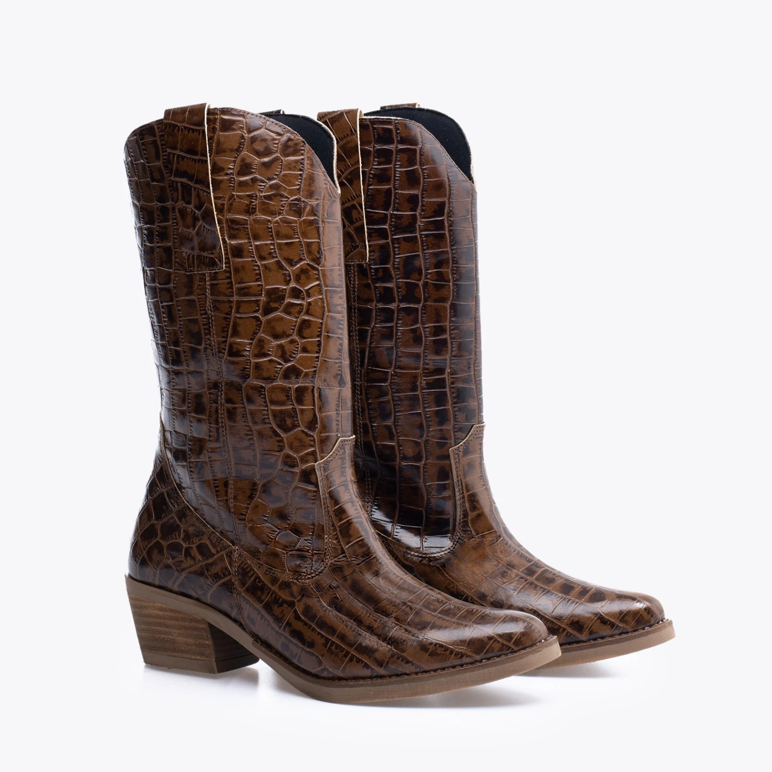 VEGAS - Bottes De Cowboy Pour Femme Avec Imprimé Croco MARRON – Image 2
