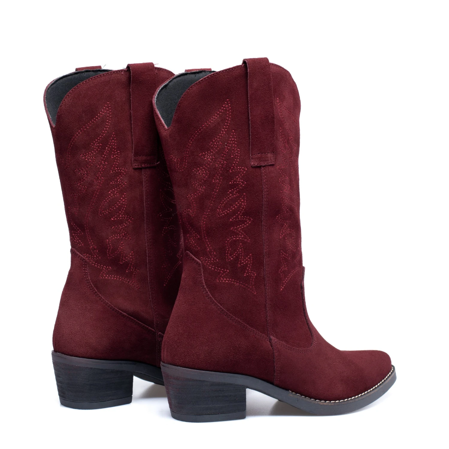 DALLAS - Bottes Style Cow-boy BORDEAUX Nubuck – Image 3