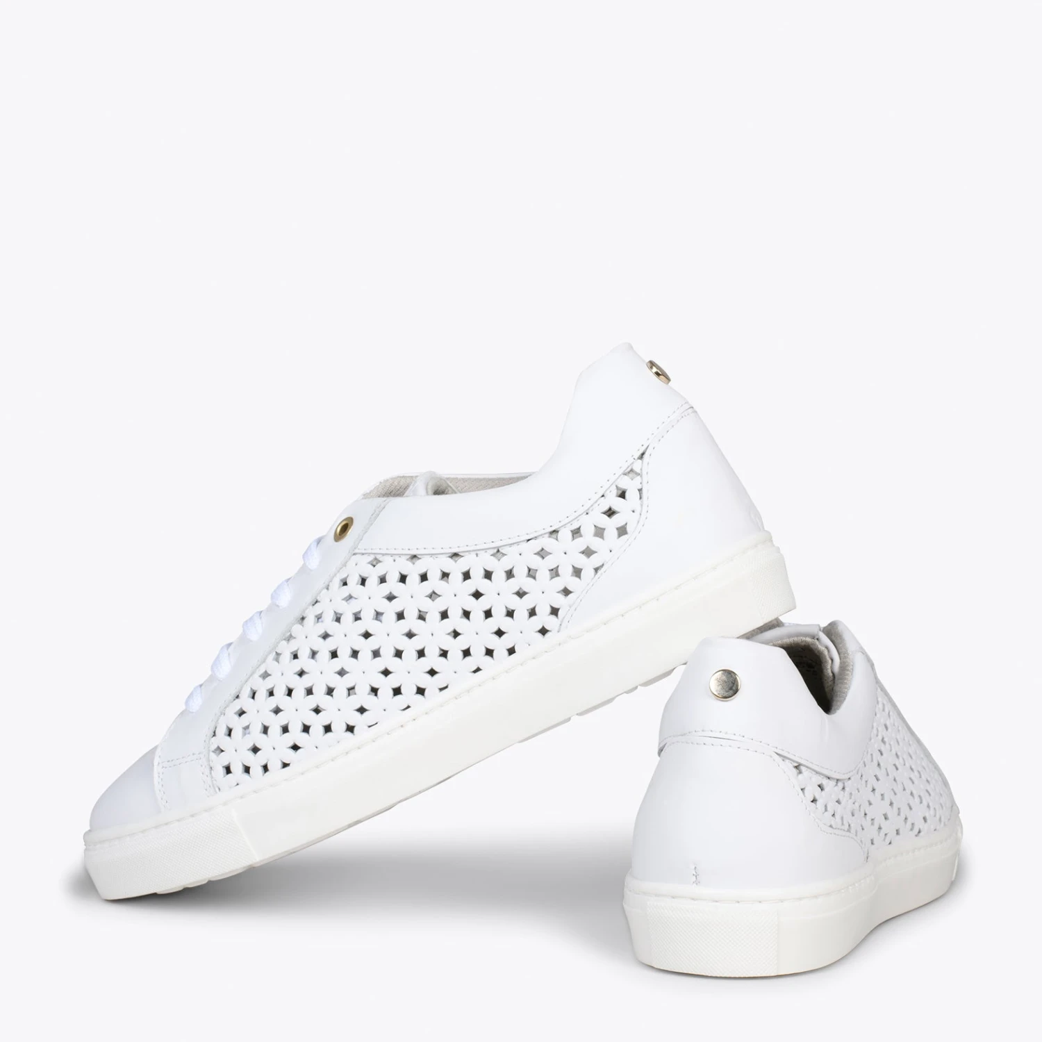 BREATHE – Baskets En Cuir Nappa Ajouré BLANC – Image 3