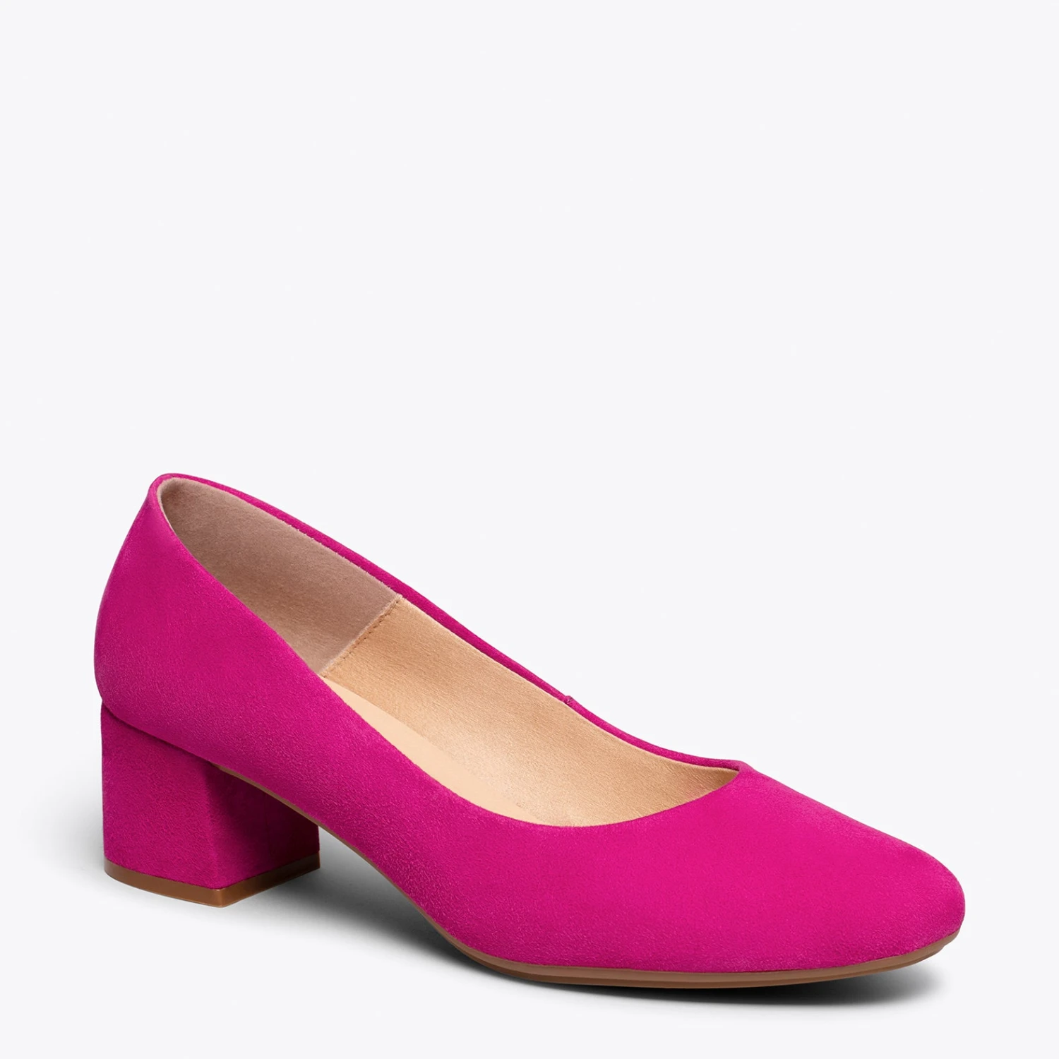 URBAN ROND – Chaussures à Talon Bas En Daim FUCHSIA – Image 4