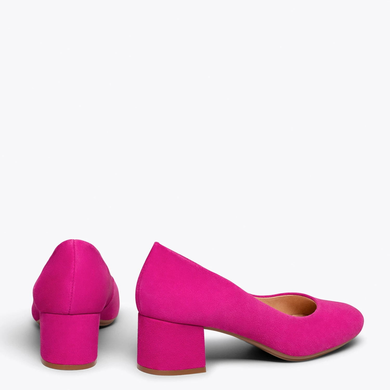 URBAN ROND – Chaussures à Talon Bas En Daim FUCHSIA – Image 3
