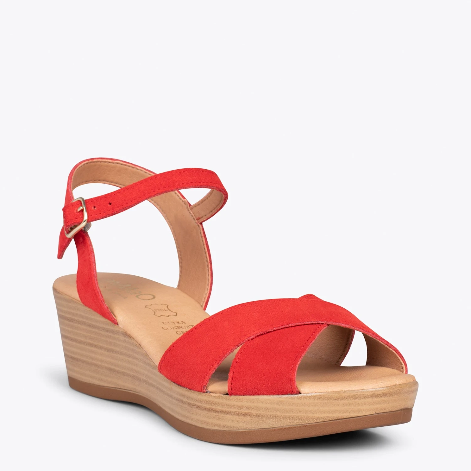 MAR – Sandales Compensées Légères à Lanières Croisées ROUGE – Image 4