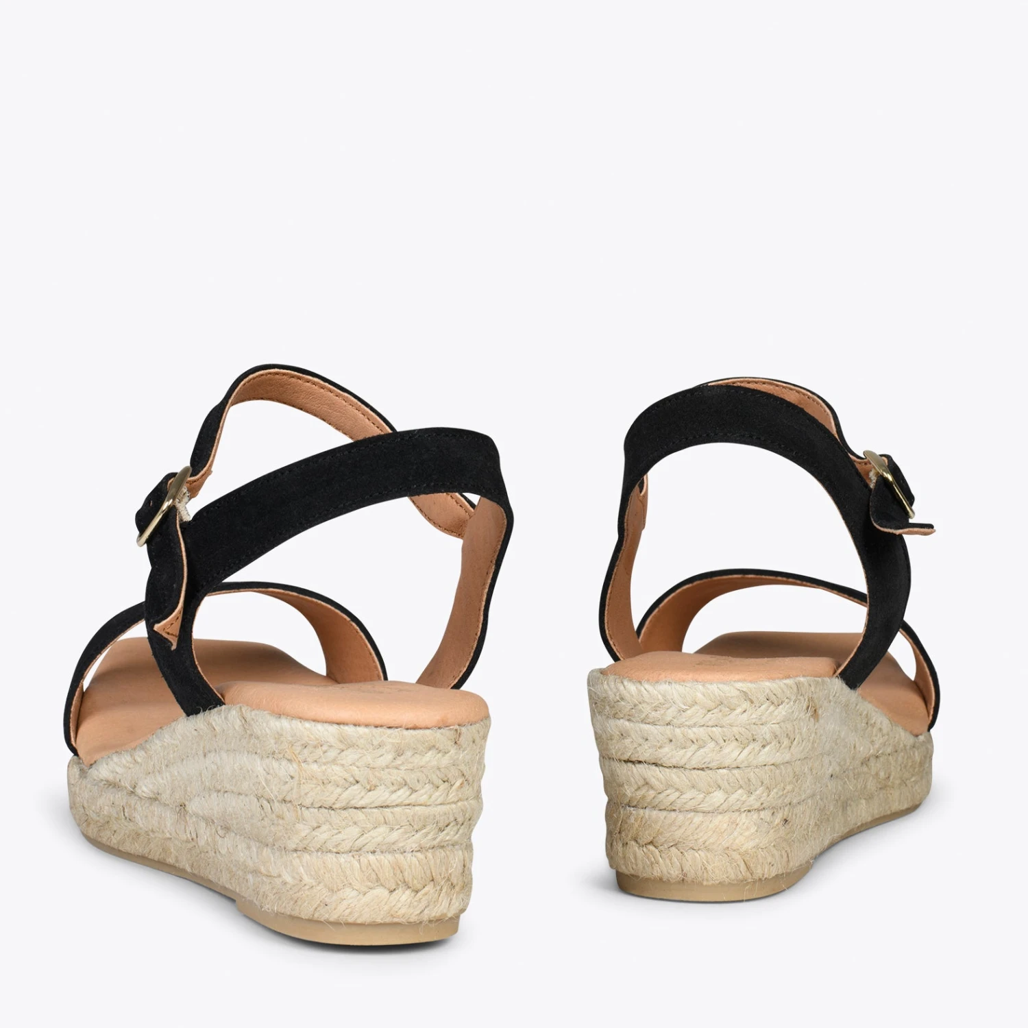 JEREZ – Sandales Compensées En Jute Et Cuir NOIR – Image 3