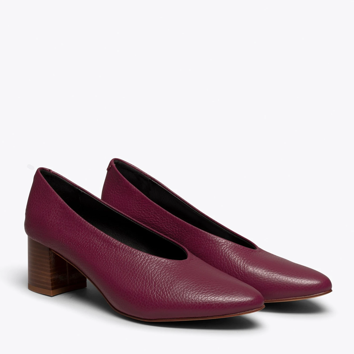 URBAN STYLE- Chaussures Pour Femme à Talon En Bois BORDEAUX – Image 2