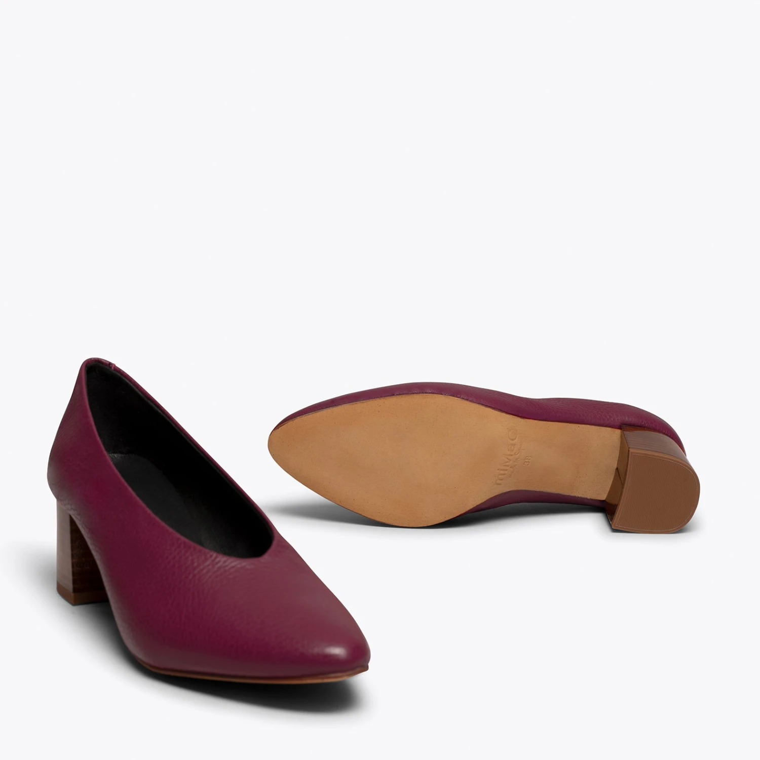 URBAN STYLE- Chaussures Pour Femme à Talon En Bois BORDEAUX – Image 5