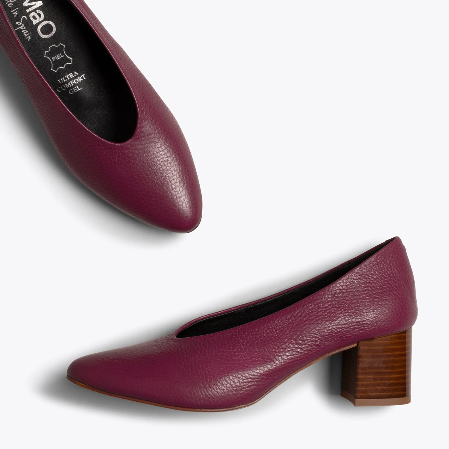 URBAN STYLE- Chaussures Pour Femme à Talon En Bois BORDEAUX – Image 3