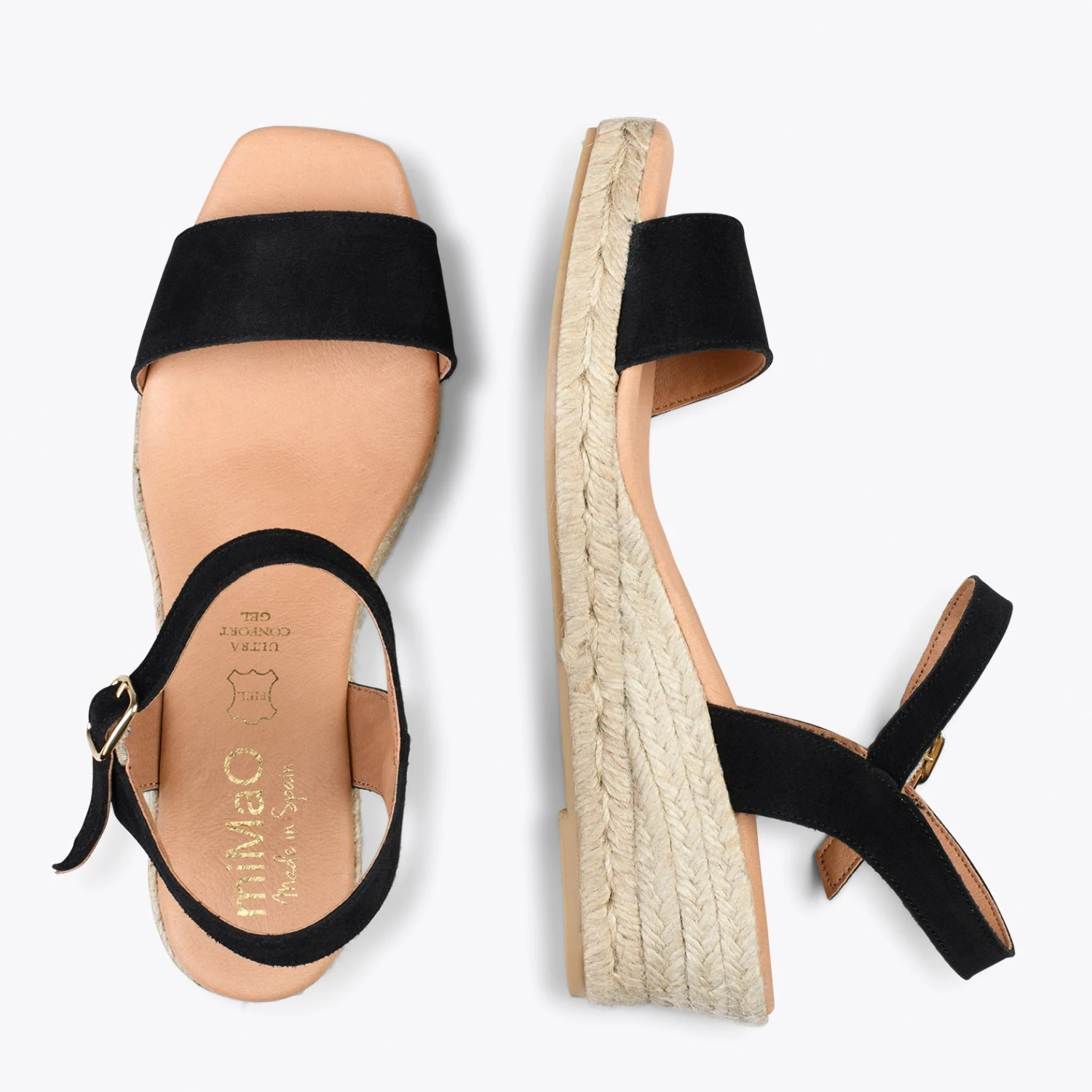 JEREZ – Sandales Compensées En Jute Et Cuir NOIR – Image 2