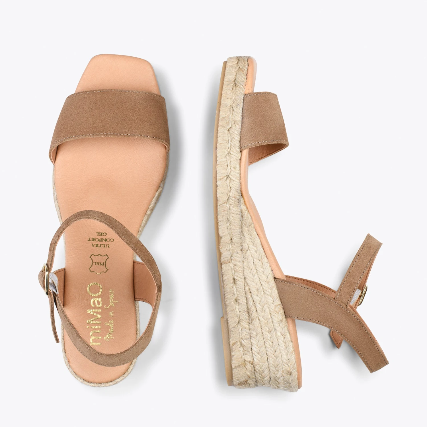 JEREZ – Sandales Compensées En Jute Et Cuir TAUPE – Image 2