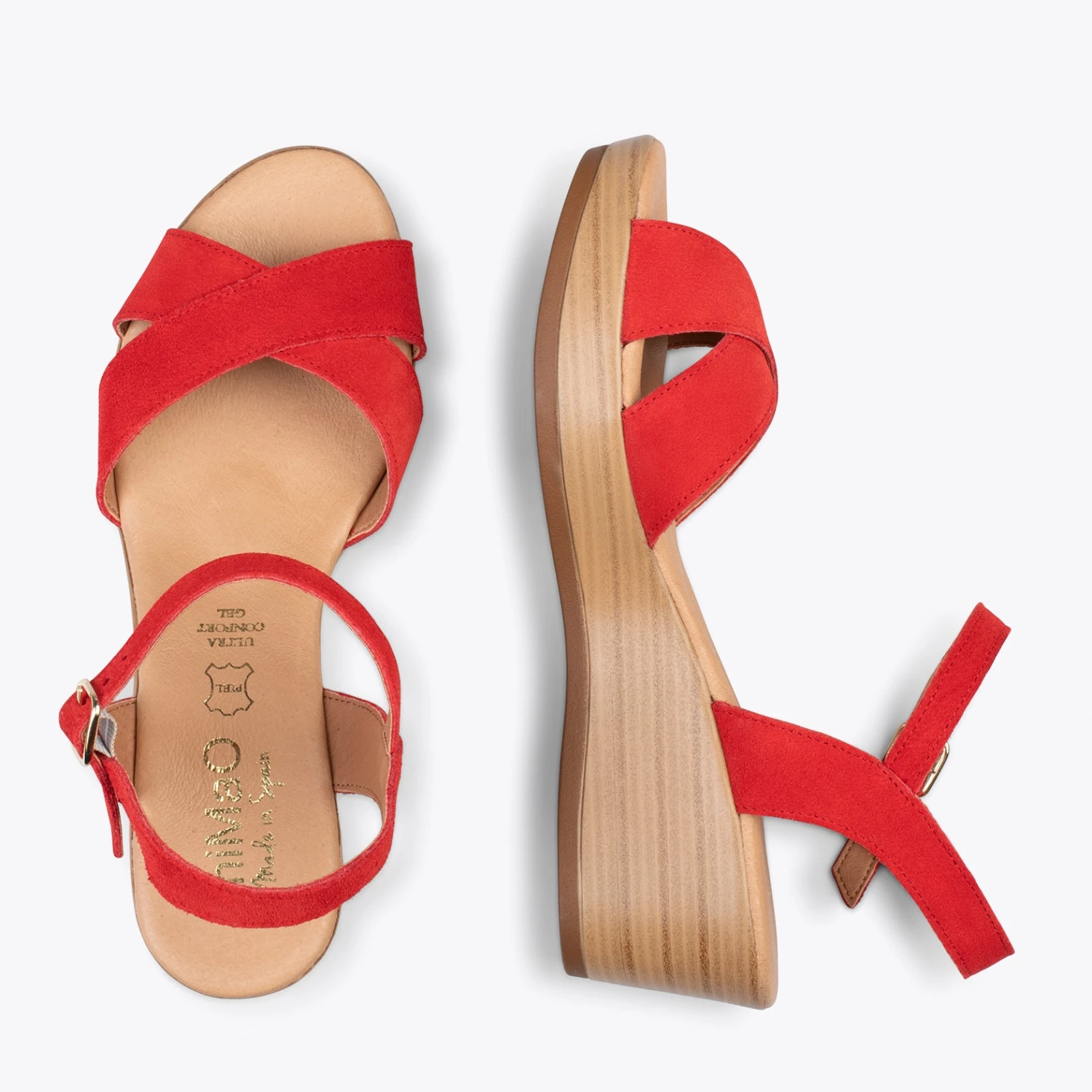 MAR – Sandales Compensées Légères à Lanières Croisées ROUGE – Image 2
