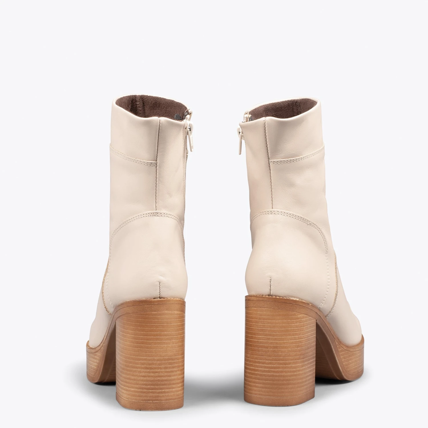 SOUL - Bottines à Tige Haute En Cuir Nappa BEIGE – Image 3