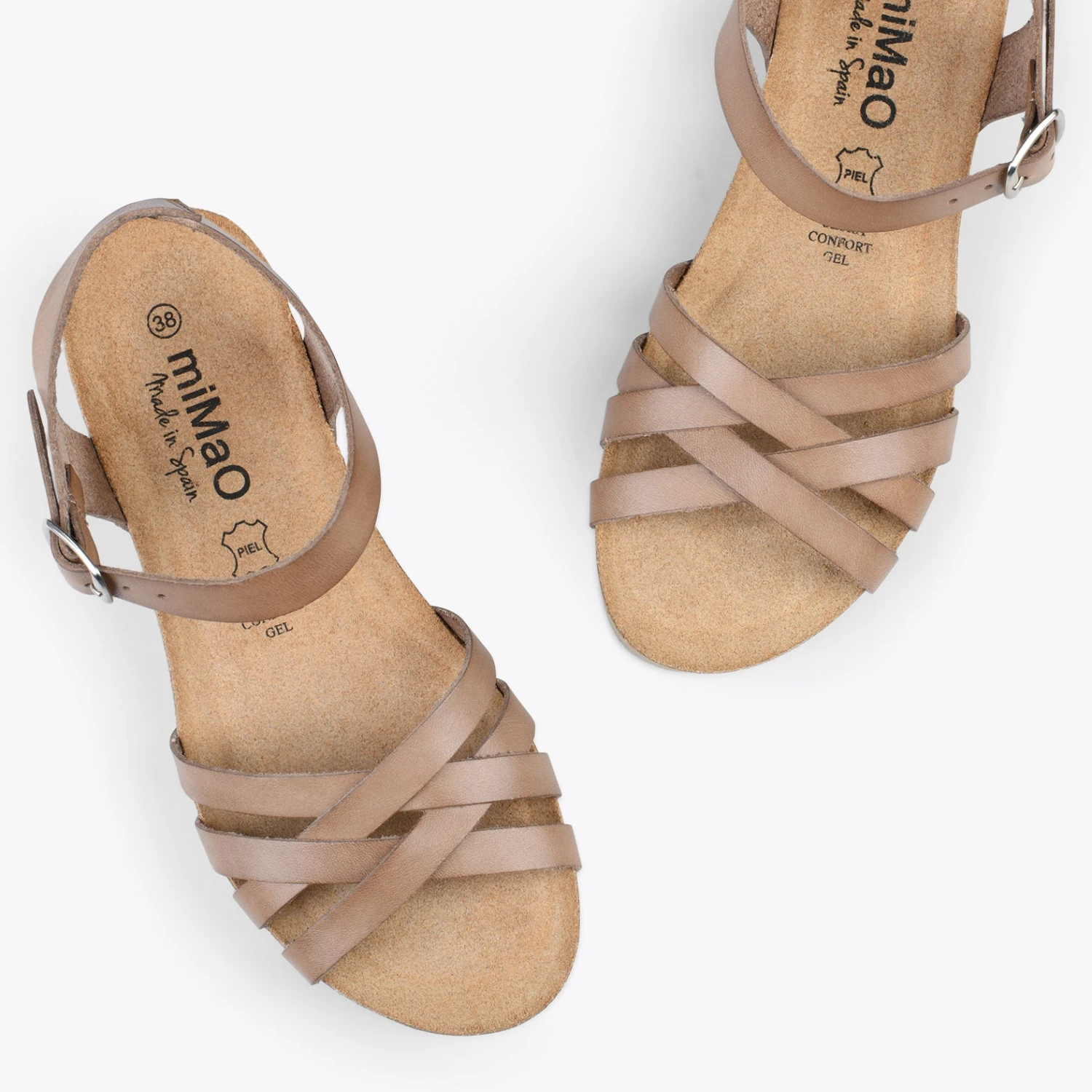 HANAE – Sandales BIO Multibrides Croisées TAUPE – Image 2