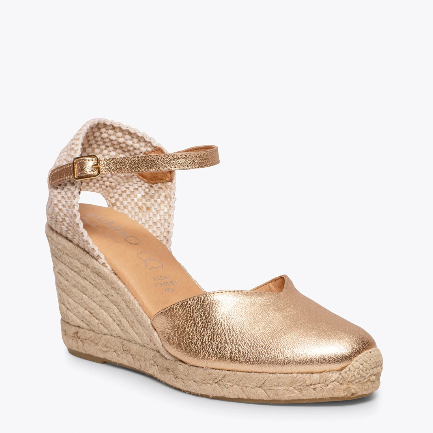 NERJA – Espadrilles à Talon Haut DORÉ – Image 4