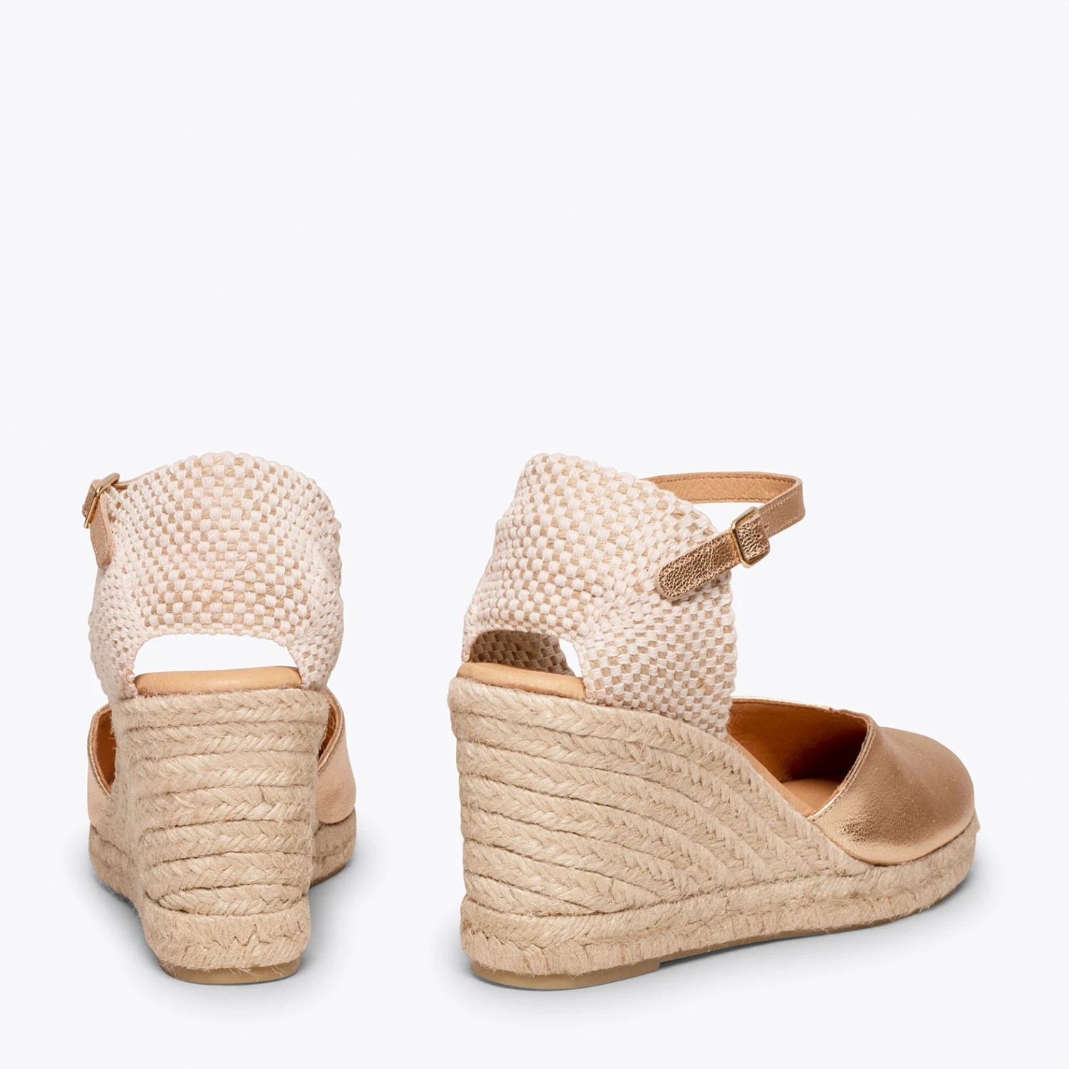 NERJA – Espadrilles à Talon Haut DORÉ – Image 3