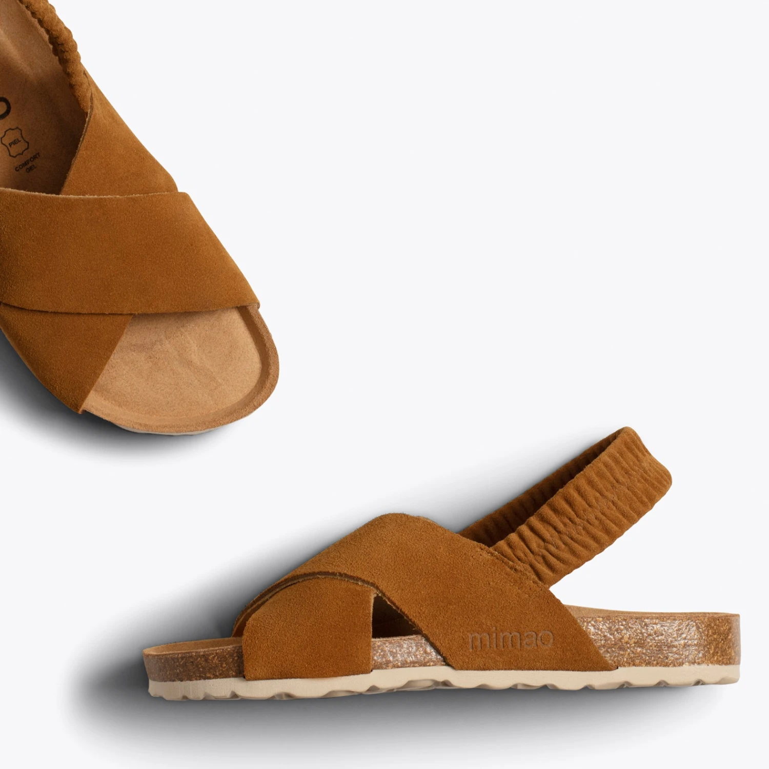 PALMERA - Sandale Plate à Brides Croisées Et élastique CAMEL – Image 3