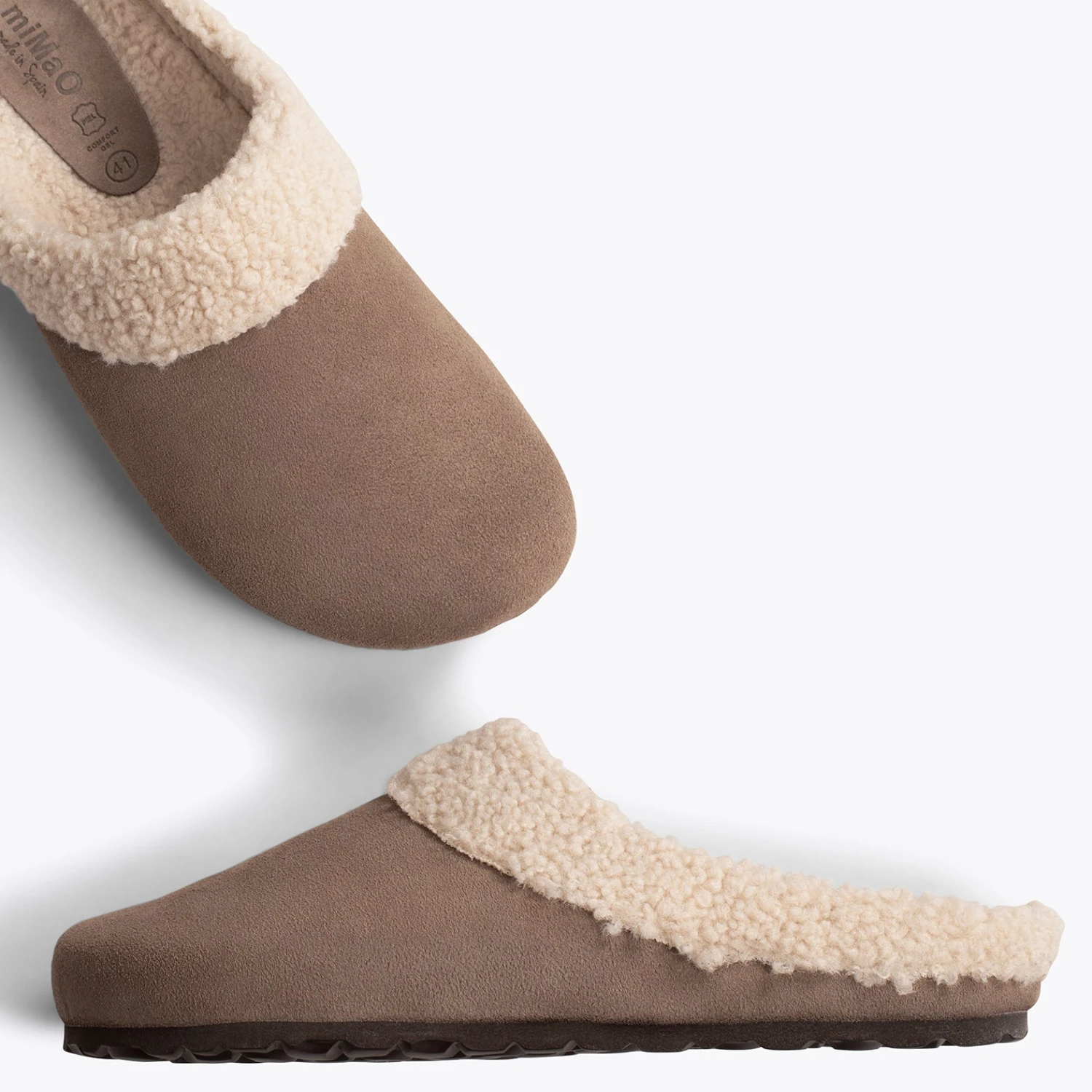 DREAM HOME - Pantoufles Avec Fourrure Pour Hommes TAUPE – Image 2