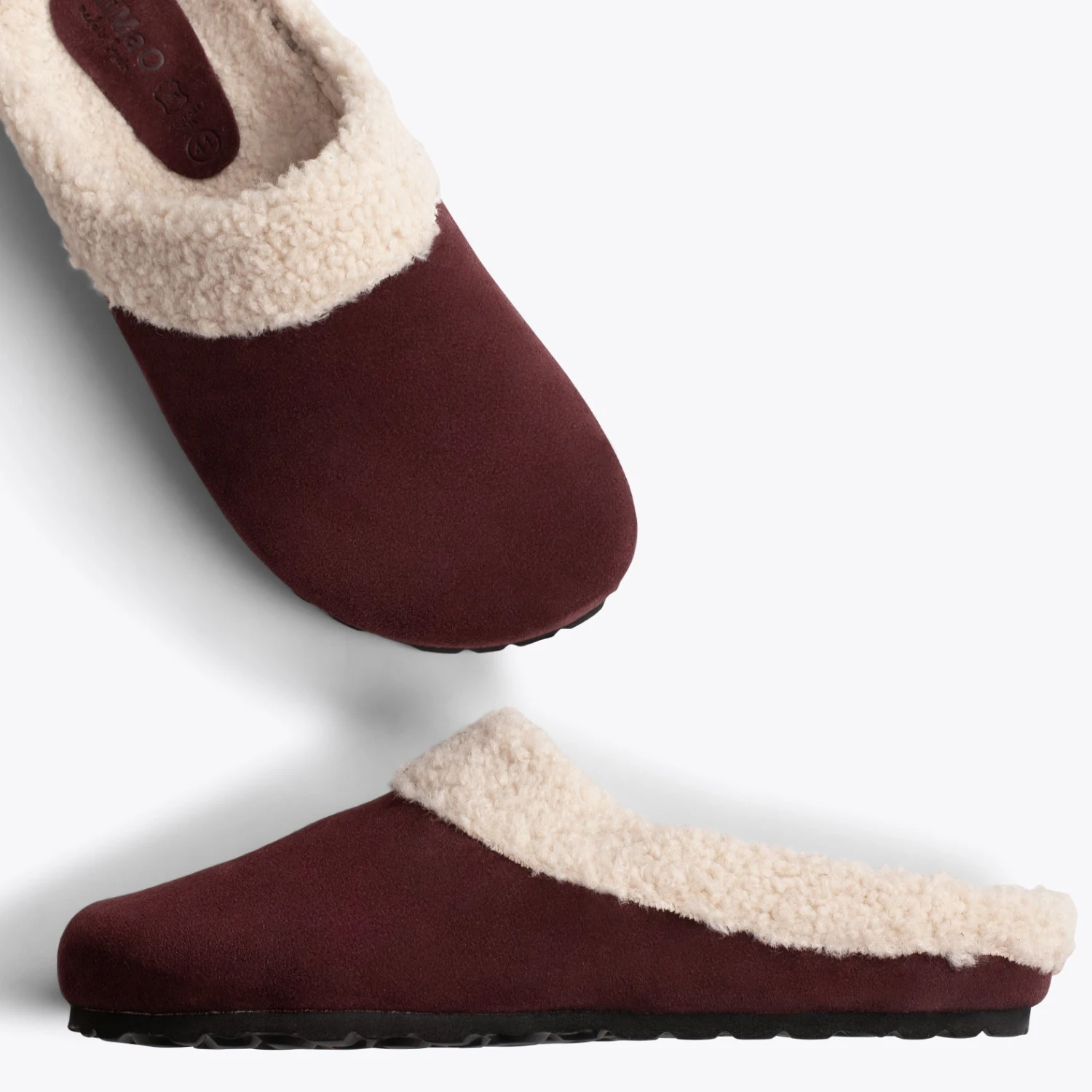 DREAM HOME - Pantoufles Avec Fourrure Pour Hommes GRENAT – Image 2