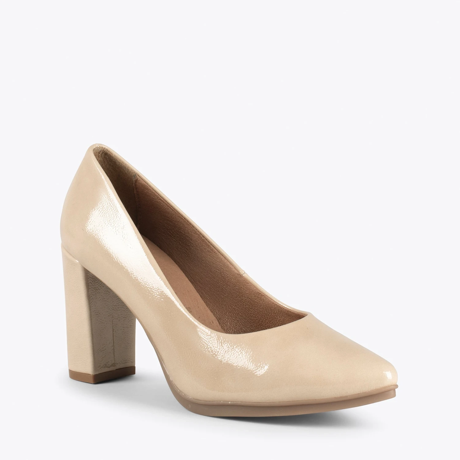 URBAN VERNI – Chaussures à Talon Haut En Cuir Verni BEIGE – Image 4