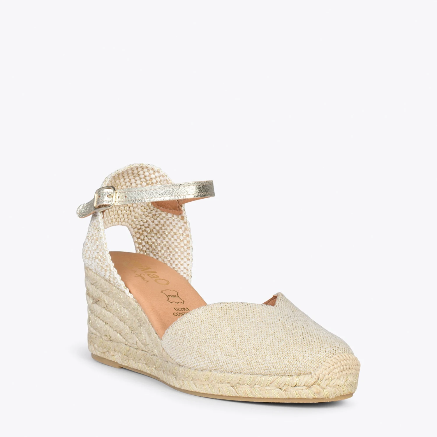 DUNA – Espadrilles En Lin Métallisé DORÉ – Image 4