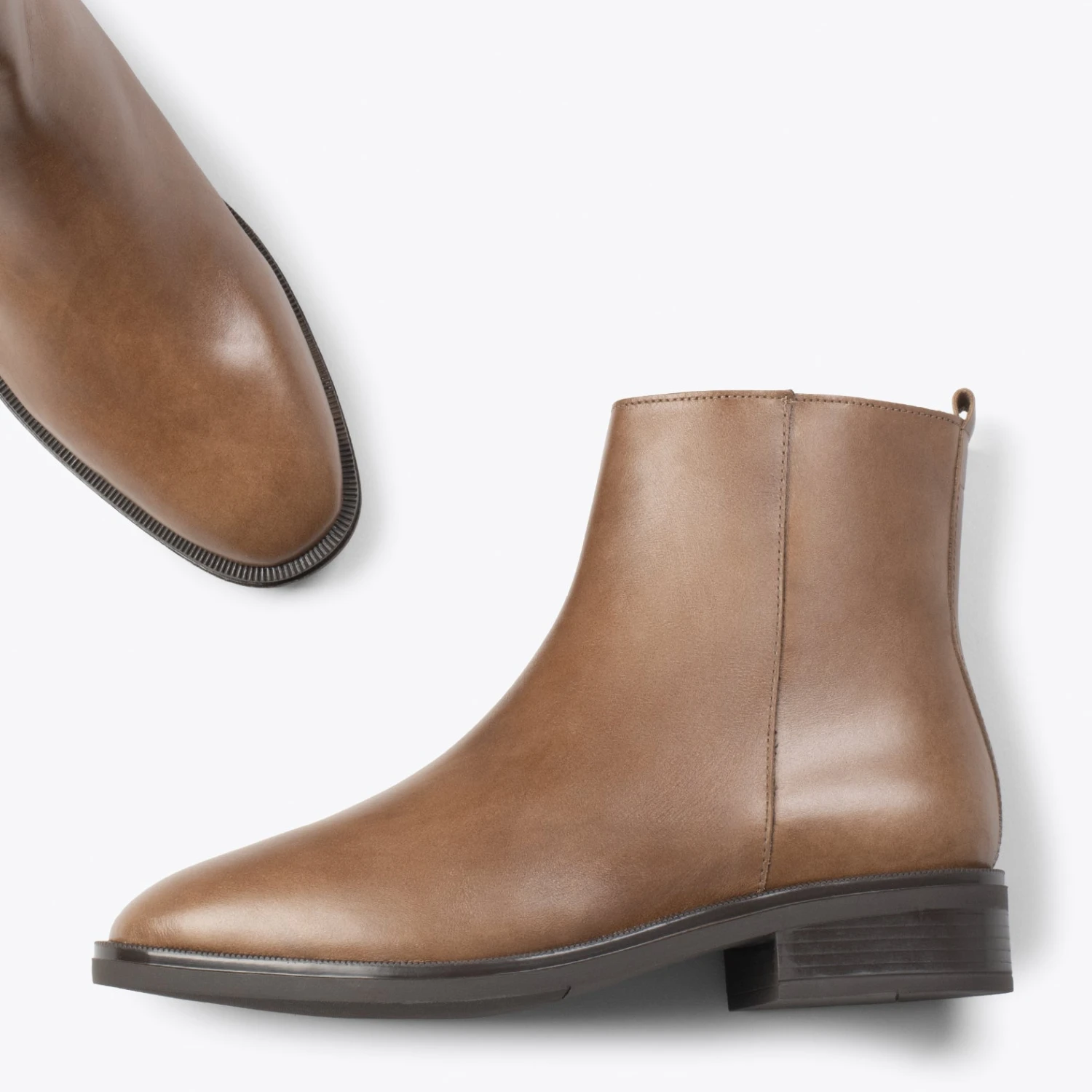 MANCHESTER – Bottines Plates Avec Zip TAUPE – Image 2