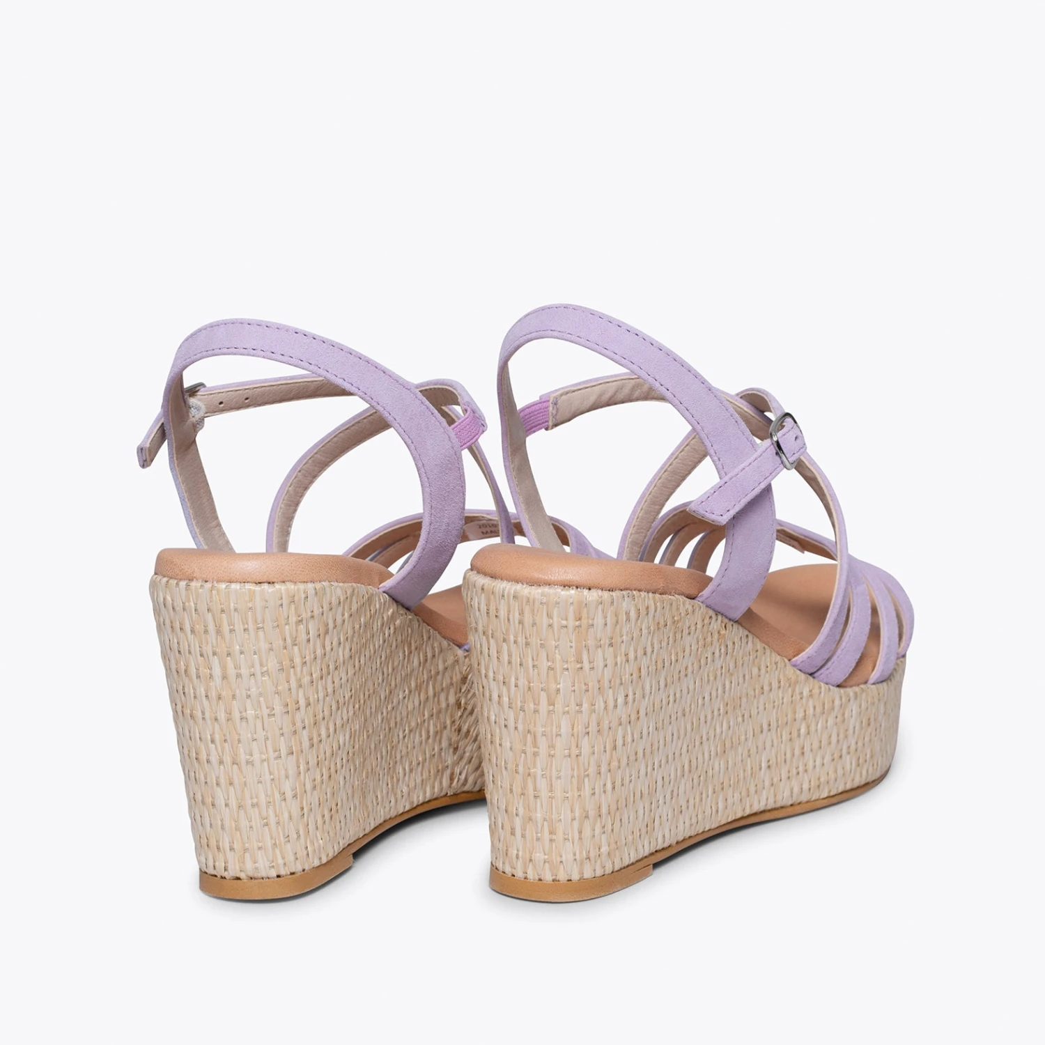 MYKONOS - Sandale Compensée Avec Plateforme En Raphia Et Bandes Croisées LAVANDE – Image 3