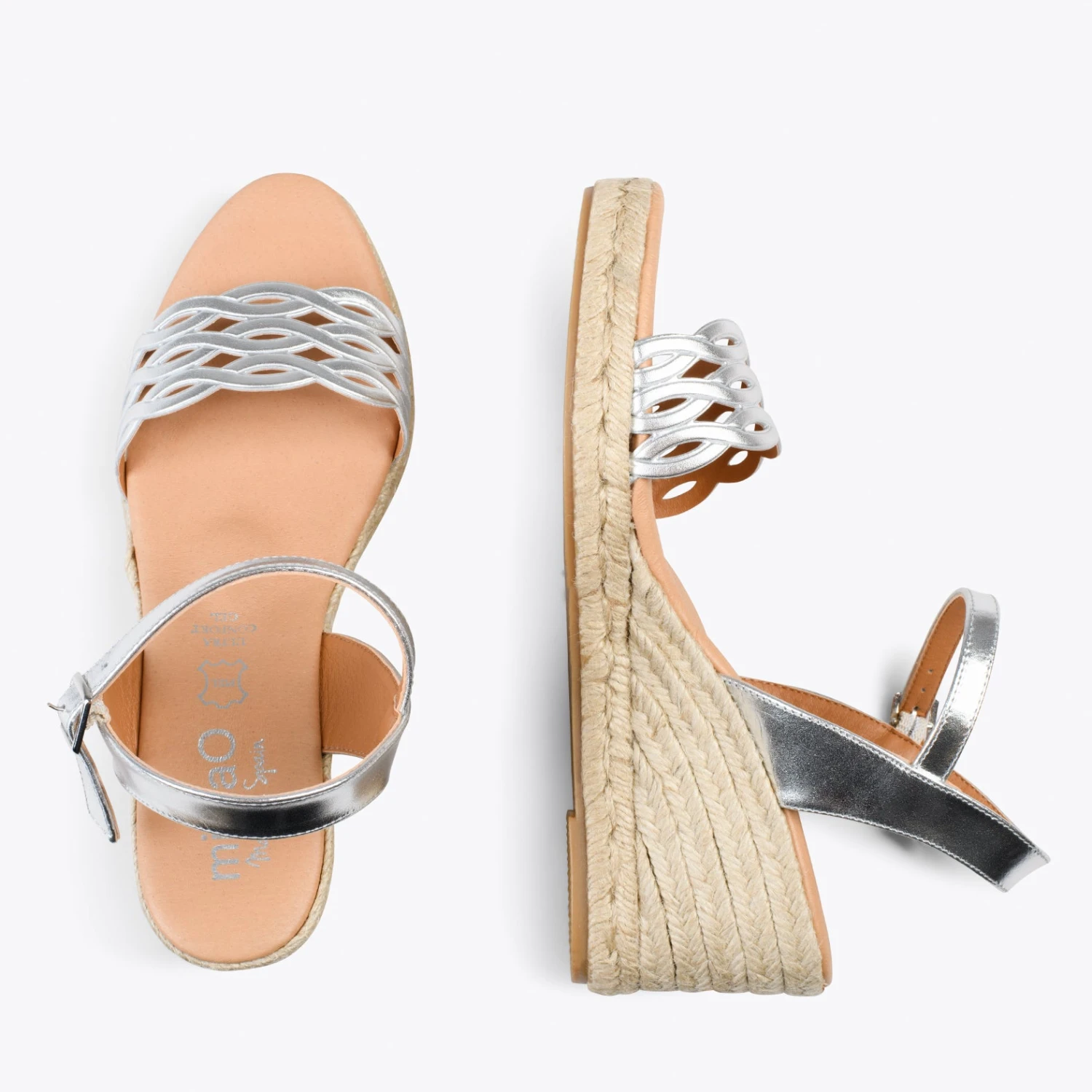 TRENZA – Espadrilles En Jute Naturel Et Tige Tressée ARGENTÉ – Image 2