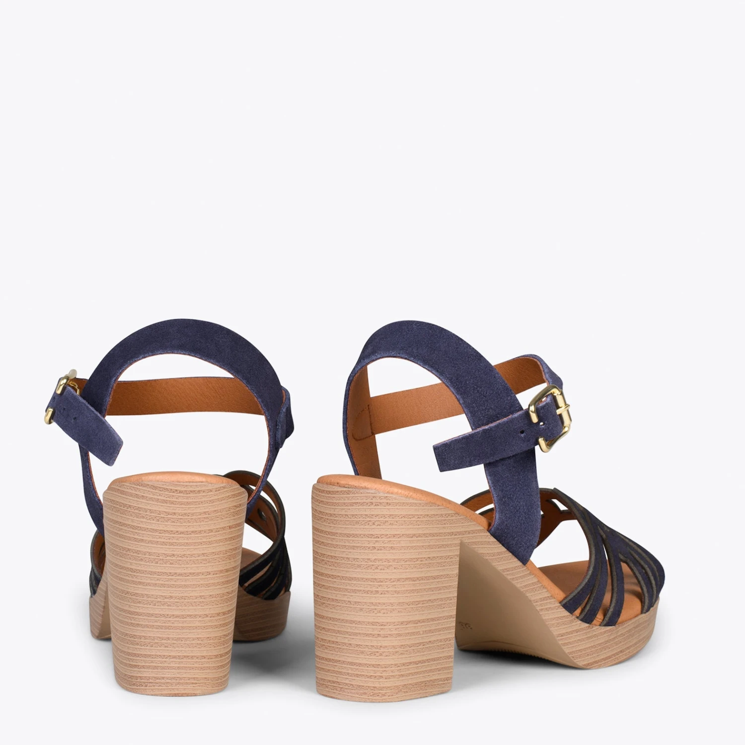 CIBELES – Sandales à Talon Effet Bois BLEU MARINE – Image 3