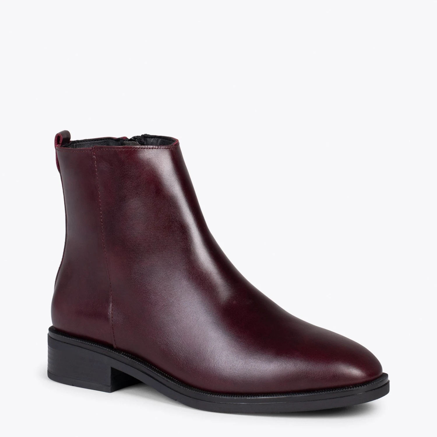 MANCHESTER – Bottines Plates Avec Zip BORDEAUX – Image 4