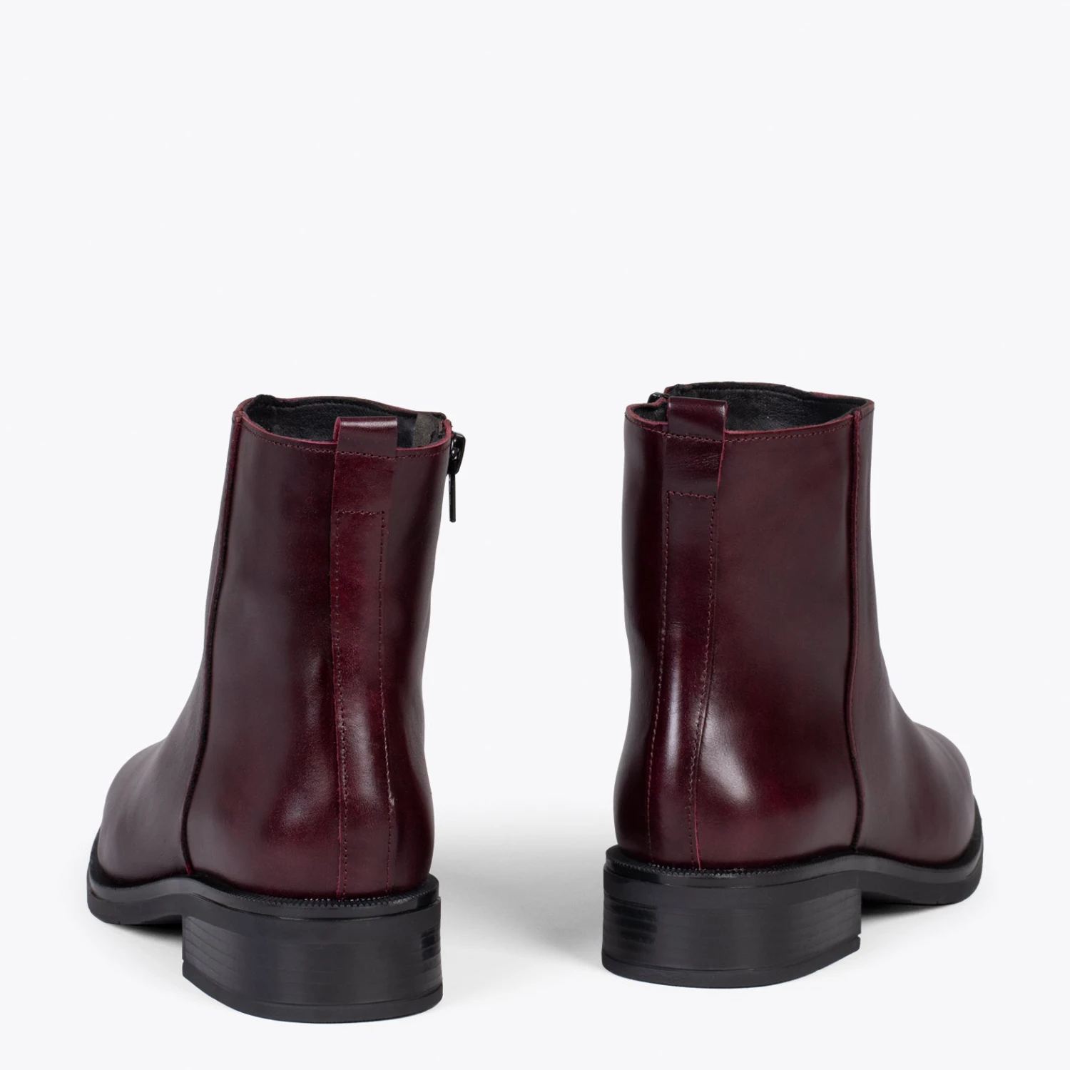 MANCHESTER – Bottines Plates Avec Zip BORDEAUX – Image 3