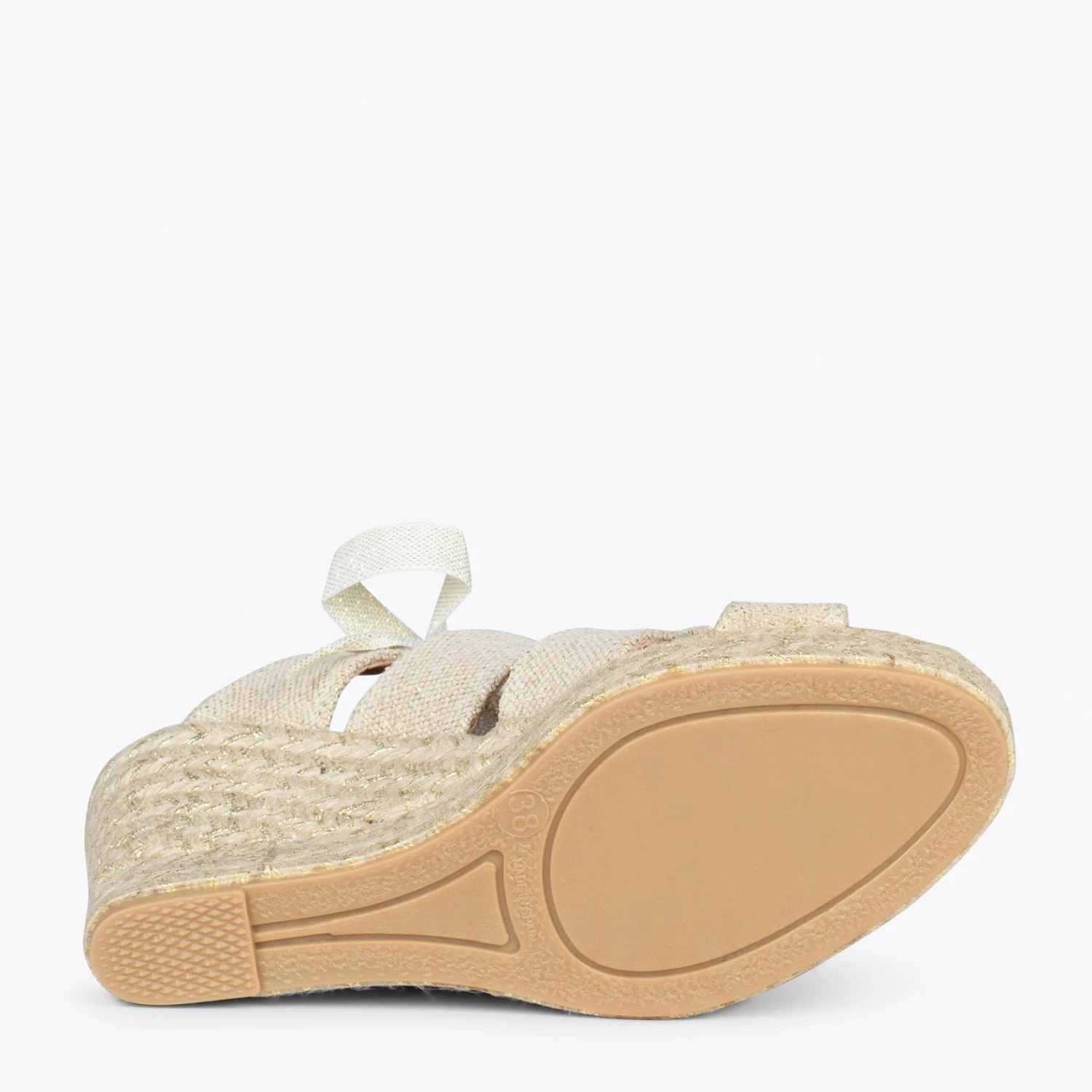 ROMANA – Espadrilles à Talon Haut En Lin DORÉ – Image 5