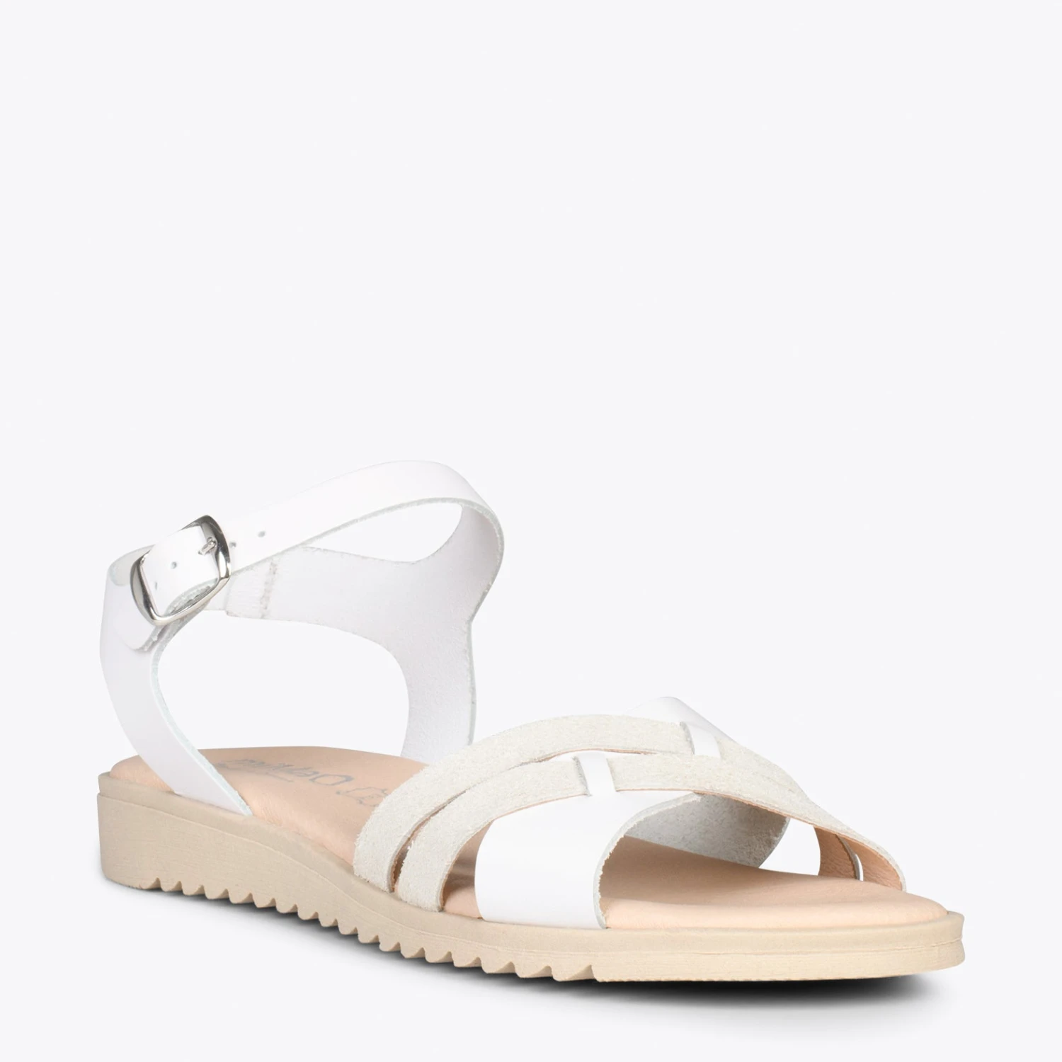 FRESH – Sandales En Cuir à Talon Compensé Bas BLANC – Image 4