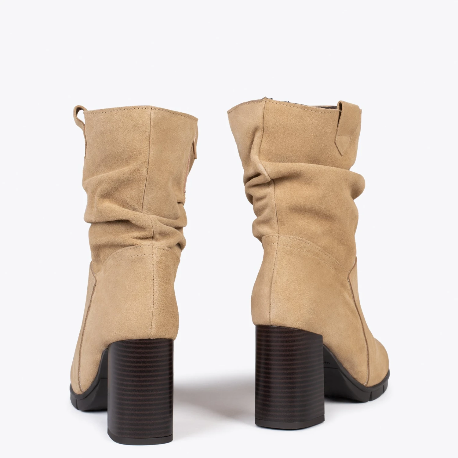 Wave -Bottines à Talon Et Zip BEIGE – Image 3