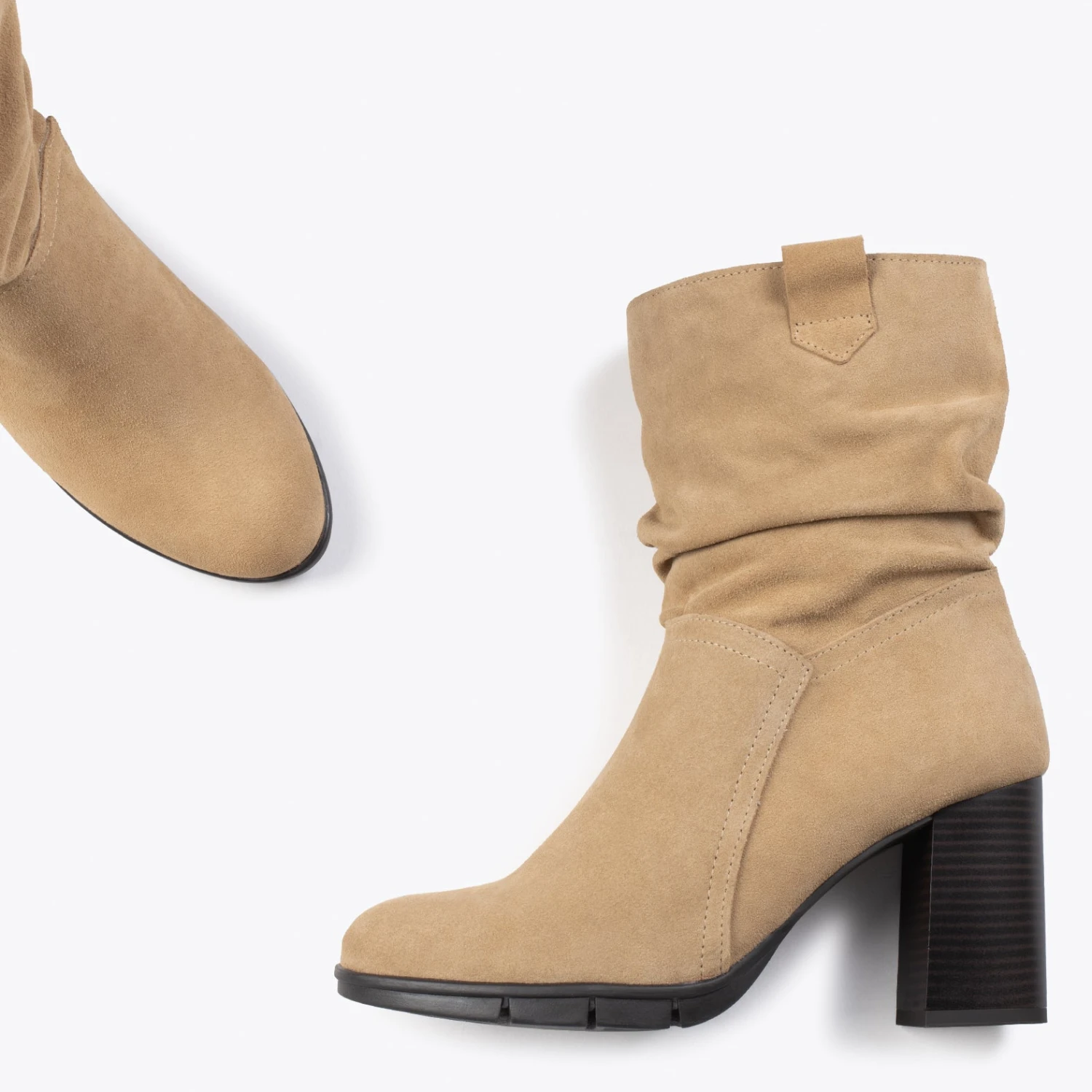 Wave -Bottines à Talon Et Zip BEIGE – Image 2