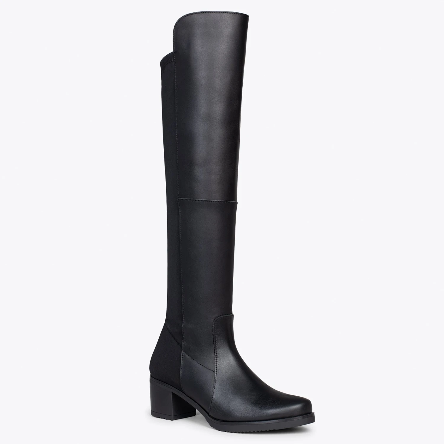 ELASTIQUE– Bottes Hautes à Talon Bas NOIR – Image 4