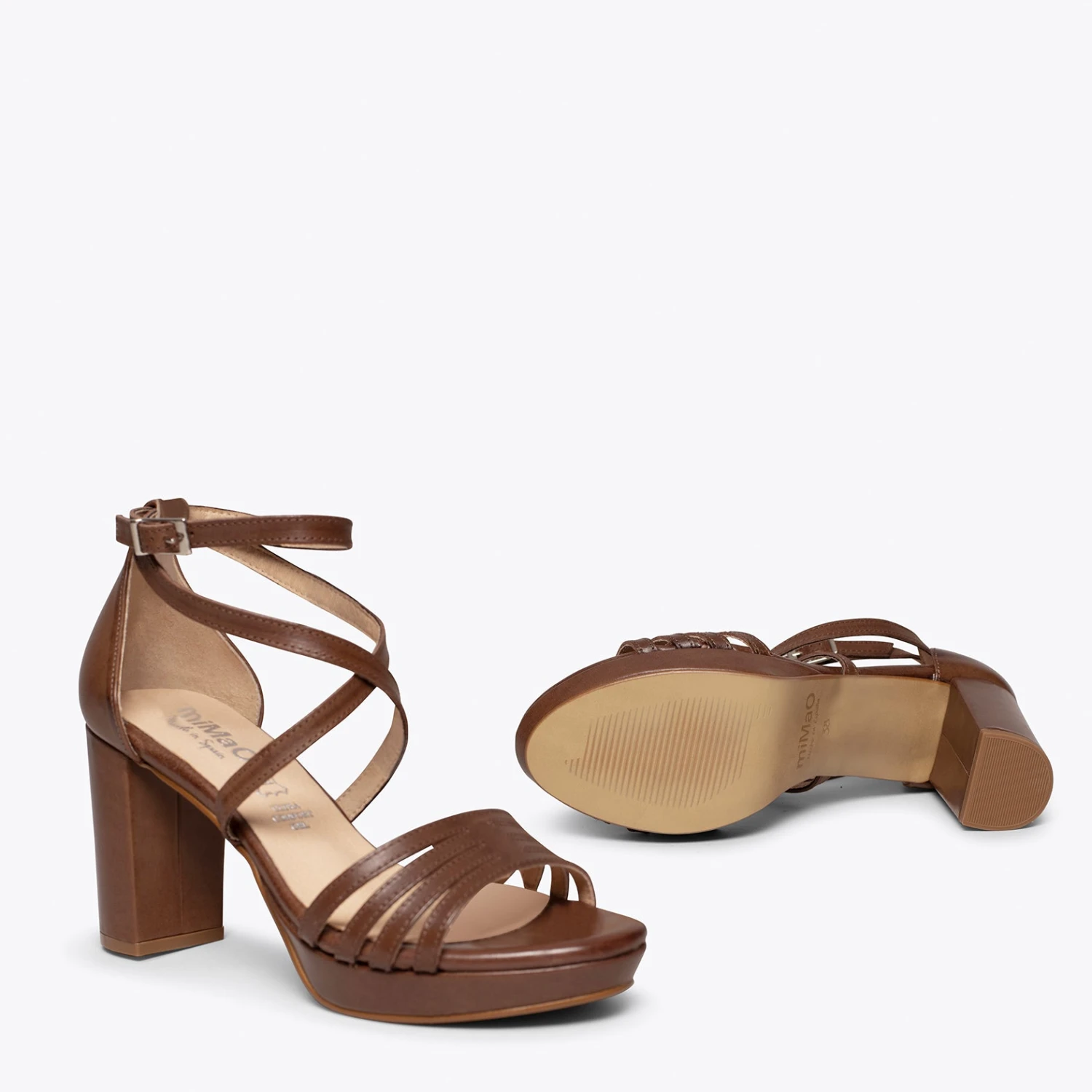 SUNNY - Sandale En Nappa MARRON à Brides Croisées Et Talon épais – Image 6