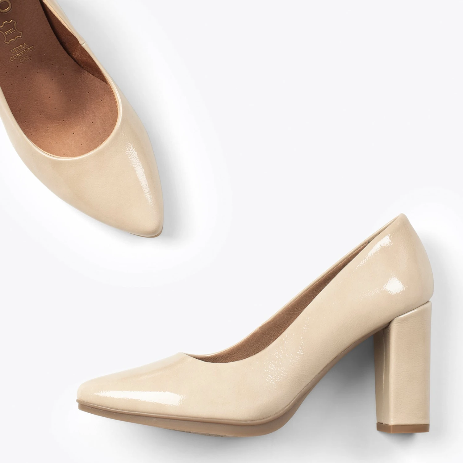 URBAN VERNI – Chaussures à Talon Haut En Cuir Verni BEIGE – Image 2