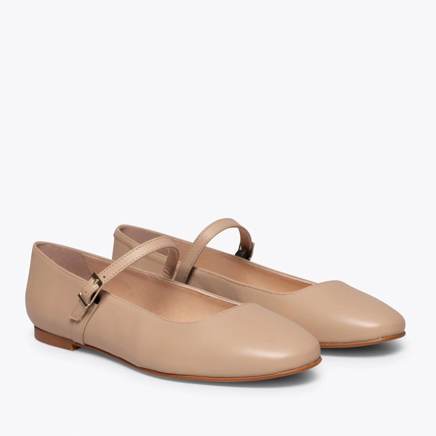 BALLERINES BABIES – Ballerines Pour Femme Cuir TAUPE – Image 3
