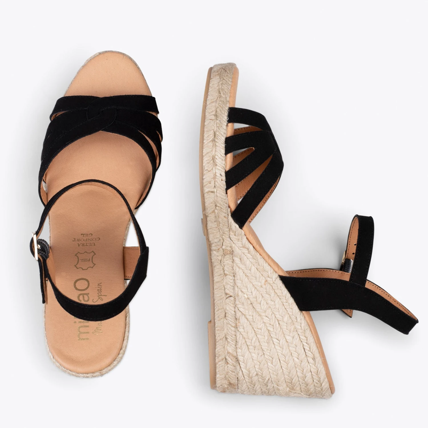 HOYAMBRE - Sandales à Talon Compensé En Jute NOIR – Image 2