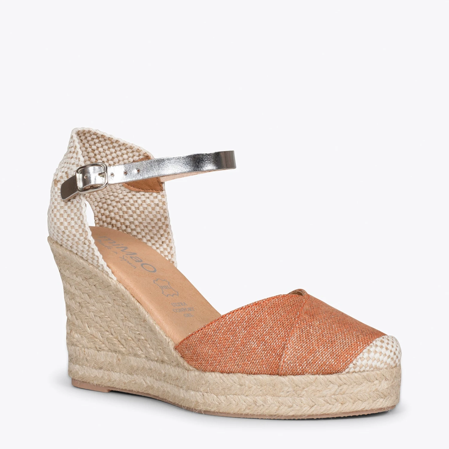 CONIL - Espadrilles à Talon Haut En Lin ORANGE – Image 4