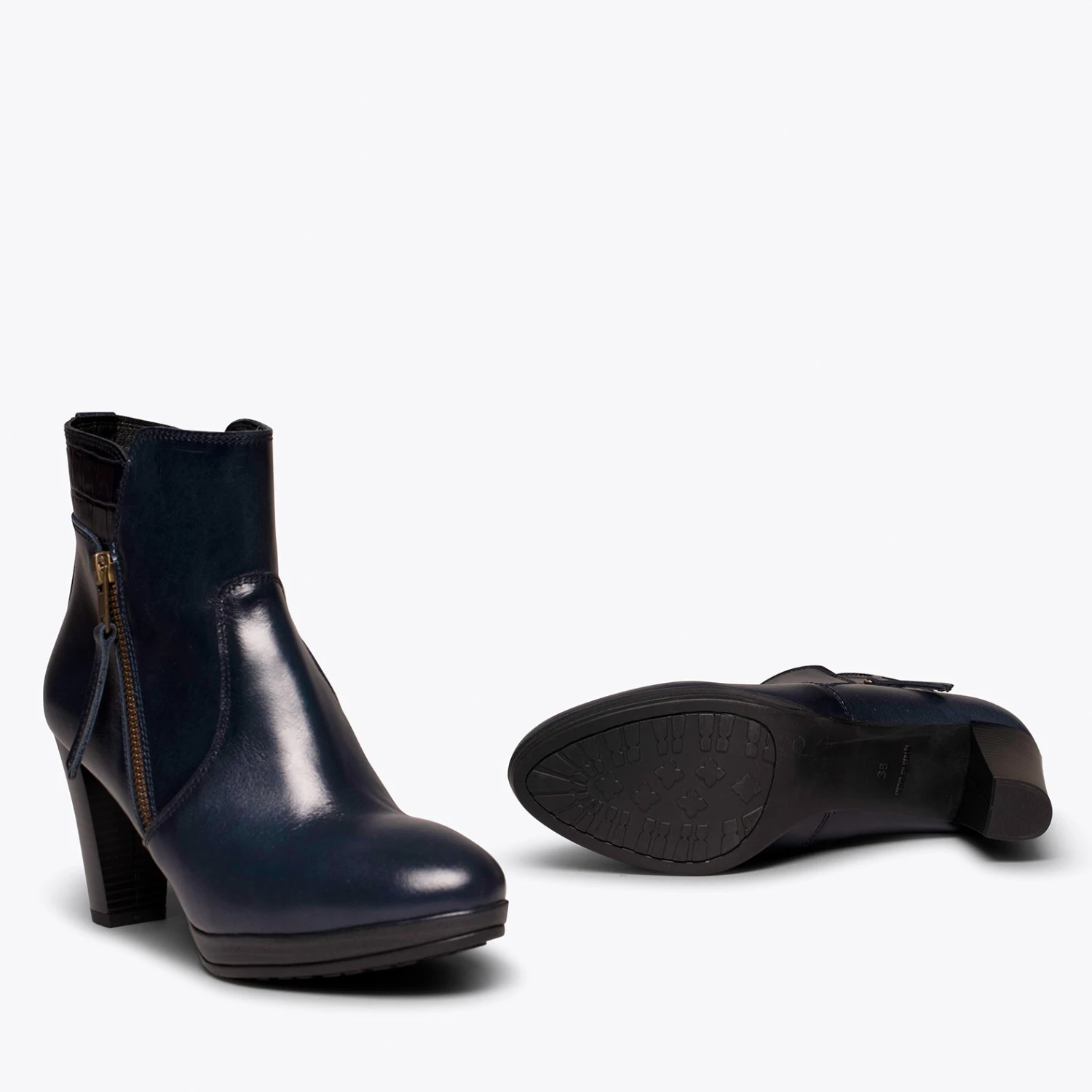 COCO - Bottine à Talon BLEU MARINE à Fermeture éclair – Image 4