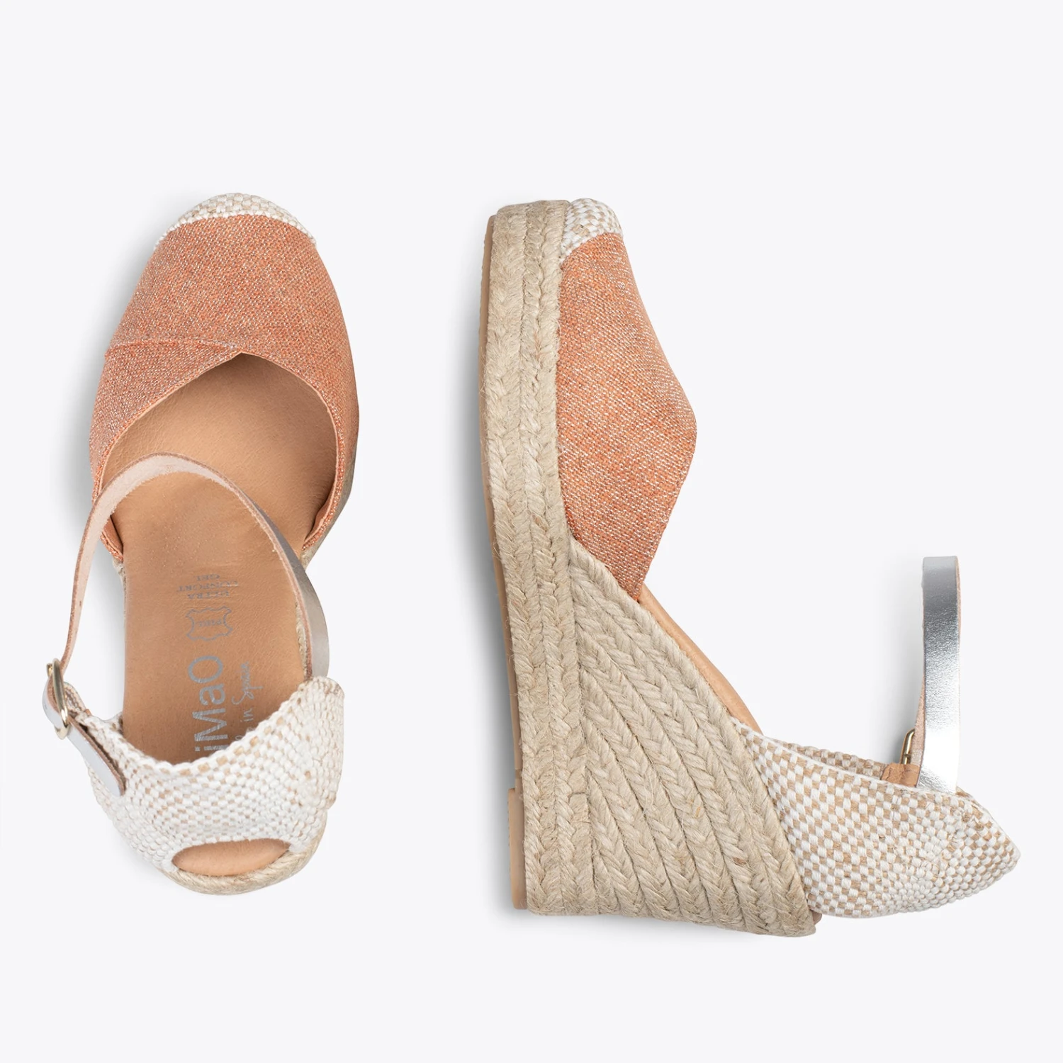 CONIL - Espadrilles à Talon Haut En Lin ORANGE – Image 2