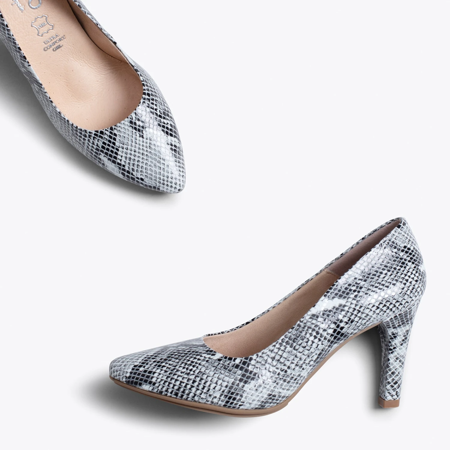 URBAN GLAM - Talons Aiguilles Stiletto BLANC SERPENT – Image 3