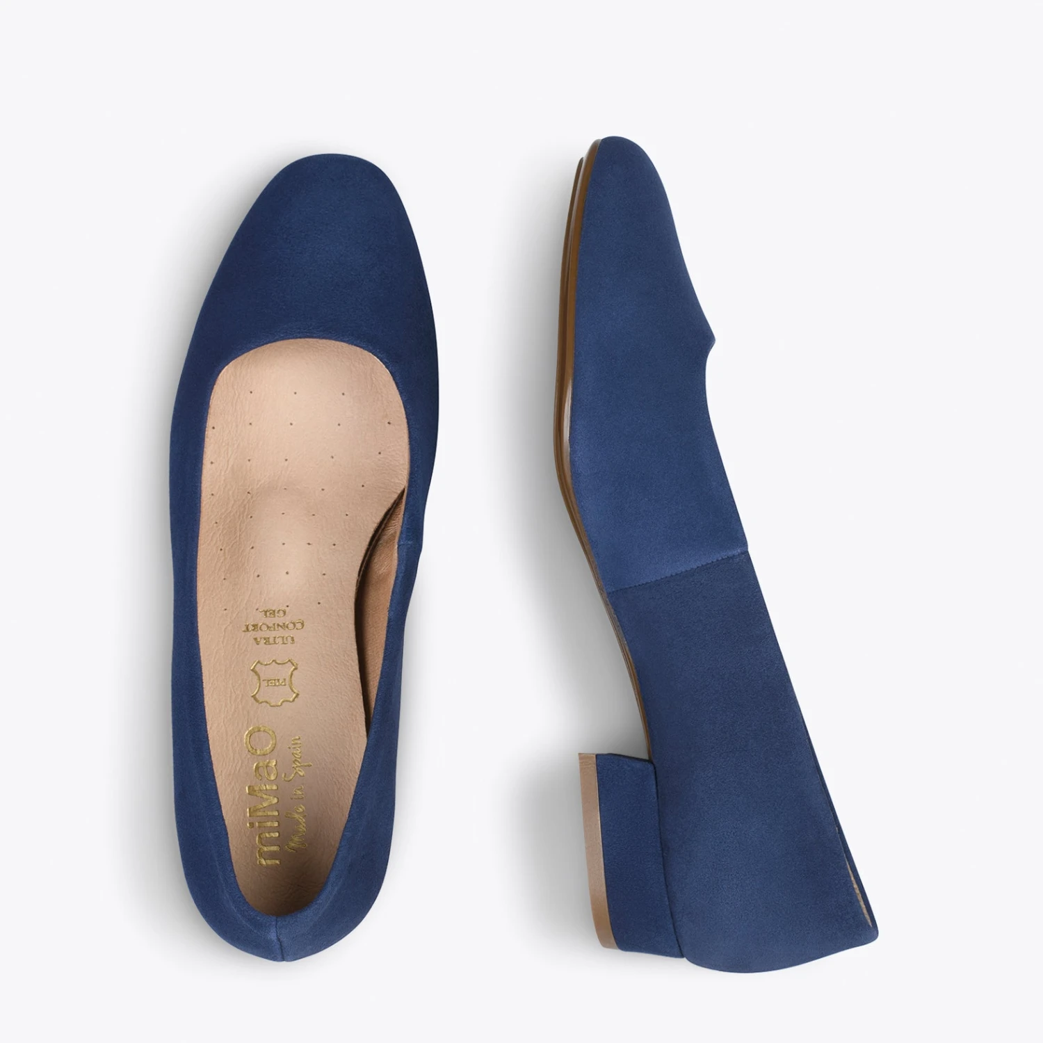 URBAN XS – Chaussures à Talon Bas En Cuir Daim BLEU MARINE – Image 2