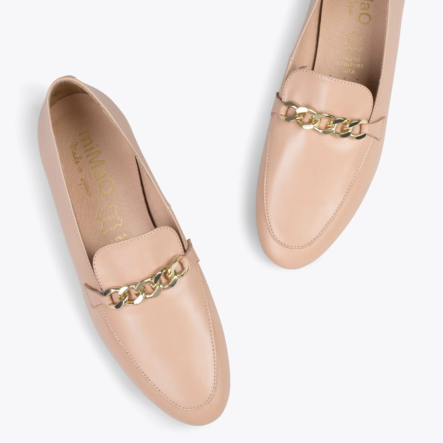 CHAIN – Mocassins En Cuir Pour Femme NUDE – Image 2