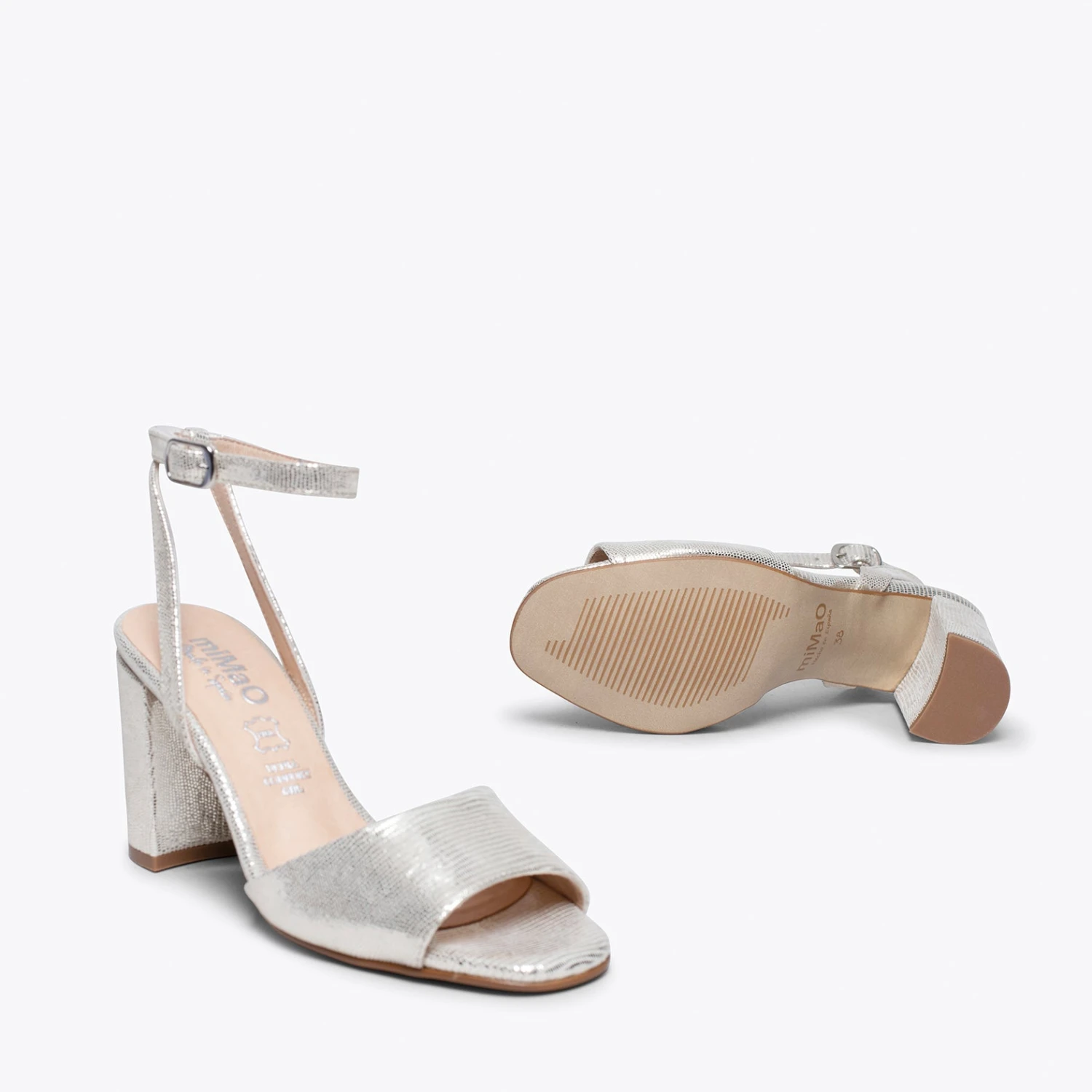 LUNE- Sandale Métallisée CHAMPAGNE à Talon – Image 5
