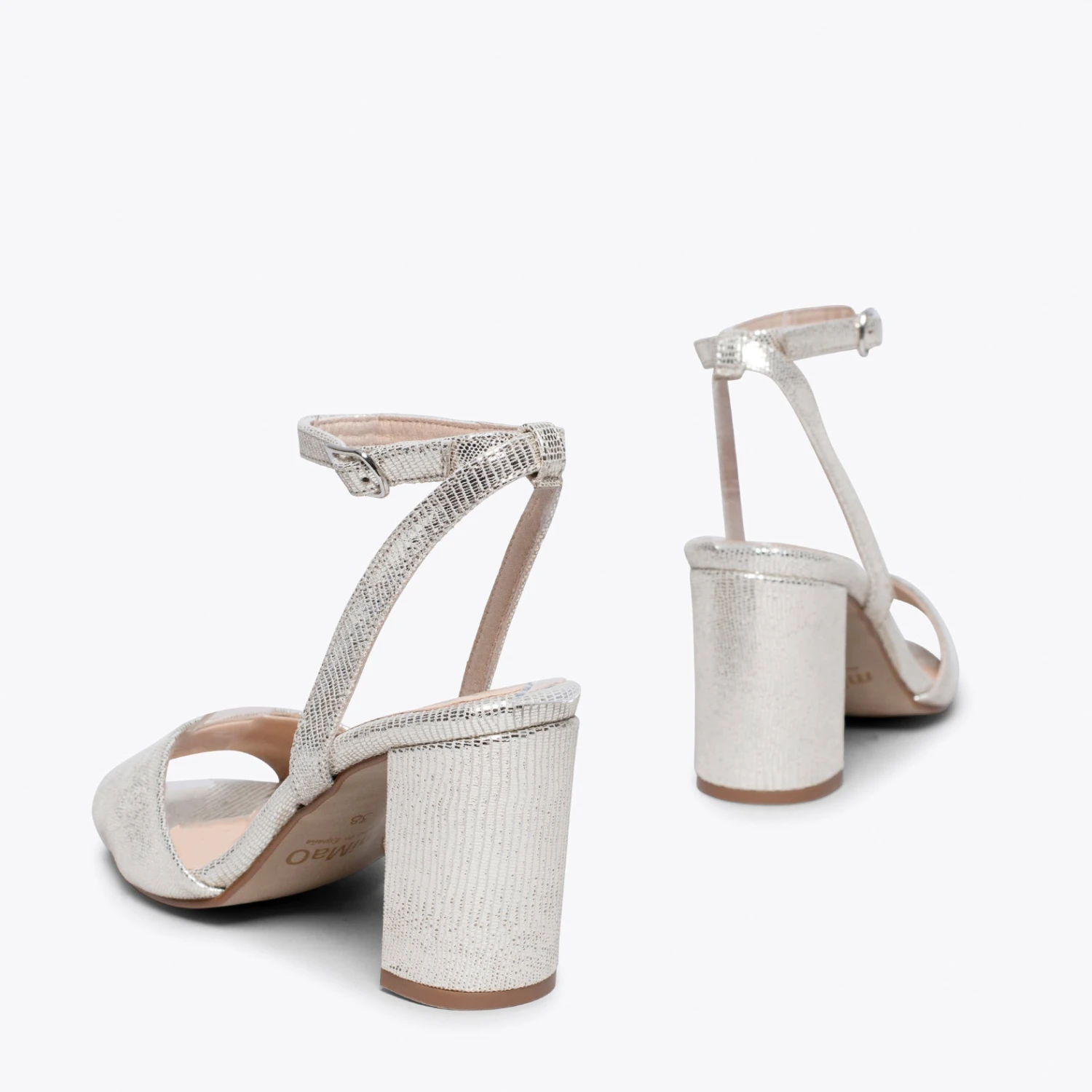 LUNE- Sandale Métallisée CHAMPAGNE à Talon – Image 4