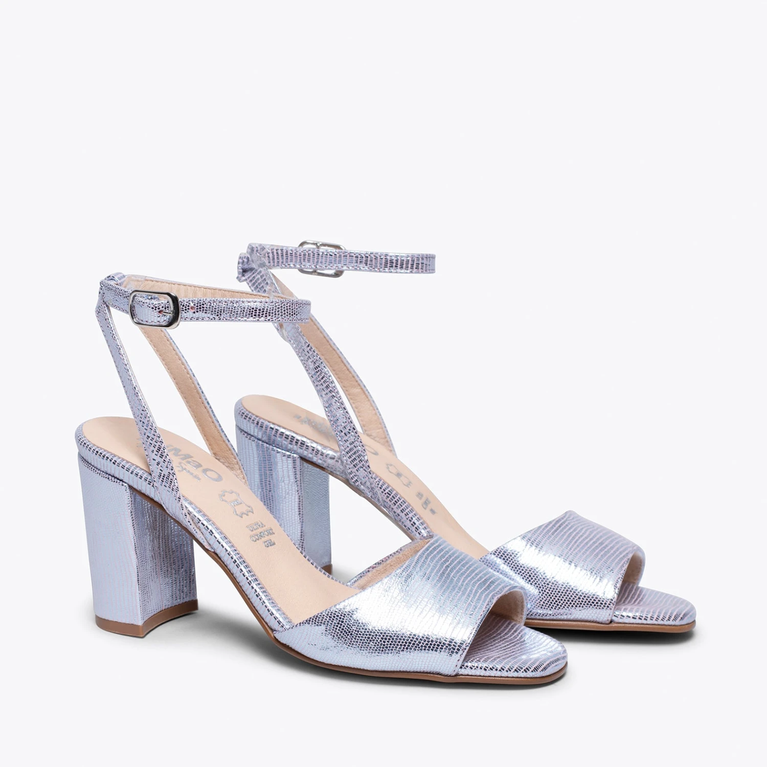 LUNE- Sandale Métallisée MAUVE à Talon – Image 2