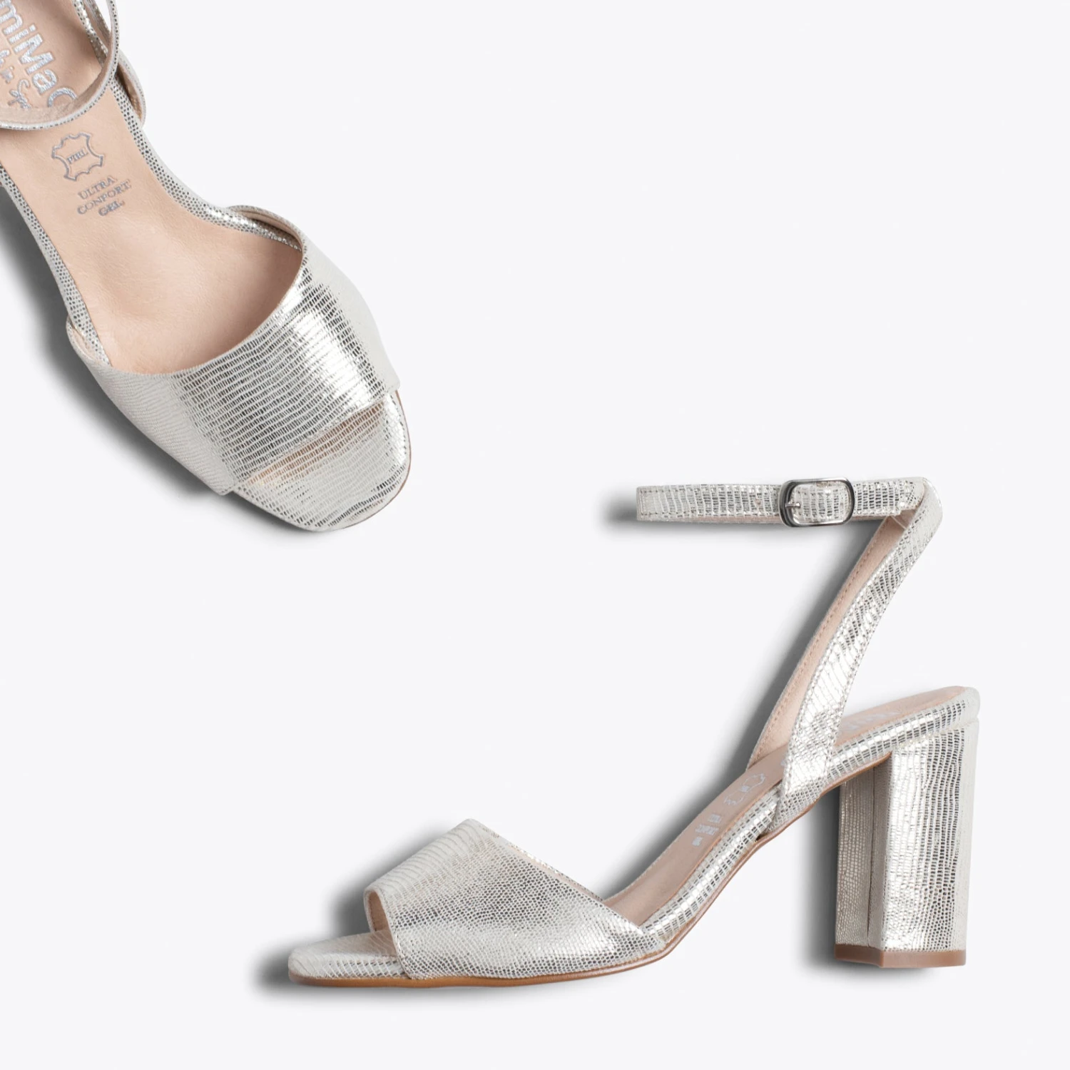 LUNE- Sandale Métallisée CHAMPAGNE à Talon – Image 3