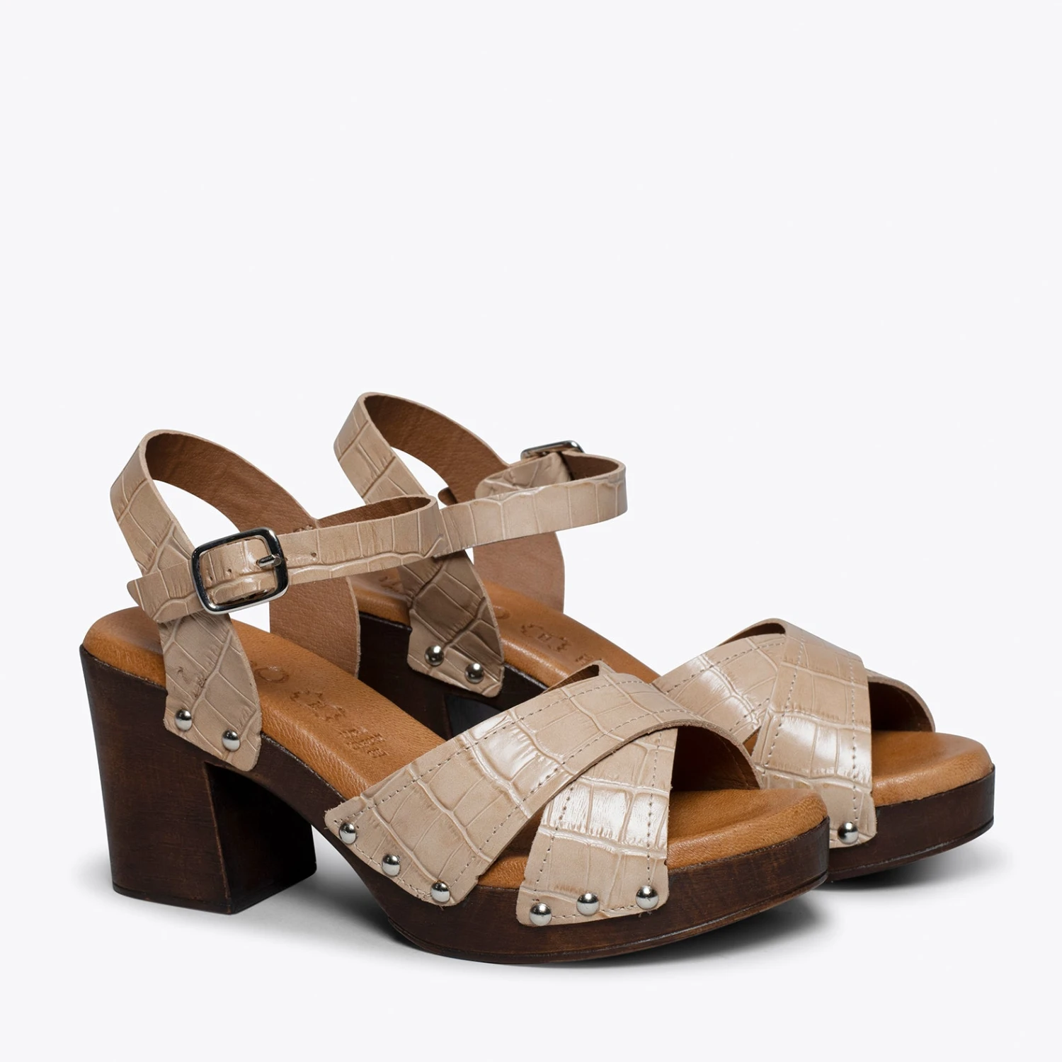 IBIZA - Sandale En Bois BEIGE Crocodile â Image 2