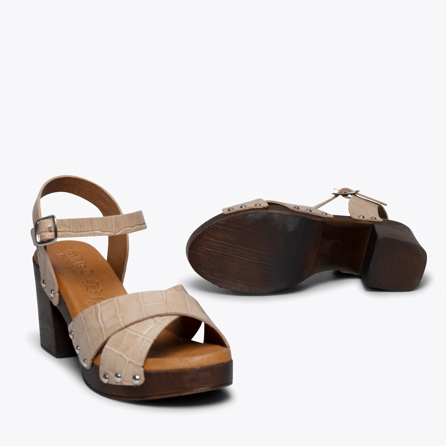 IBIZA - Sandale En Bois BEIGE Crocodile â Image 5