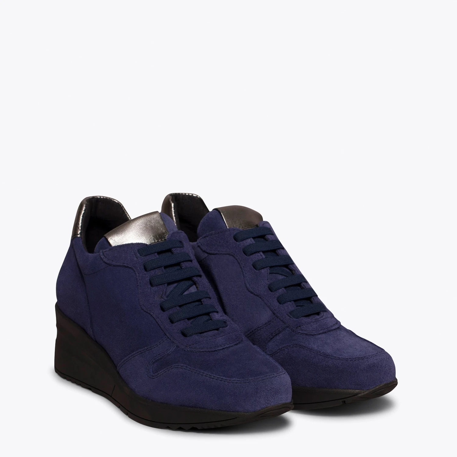 POP - Blucher Compensé En Cuir BLEU MARINE – Image 2